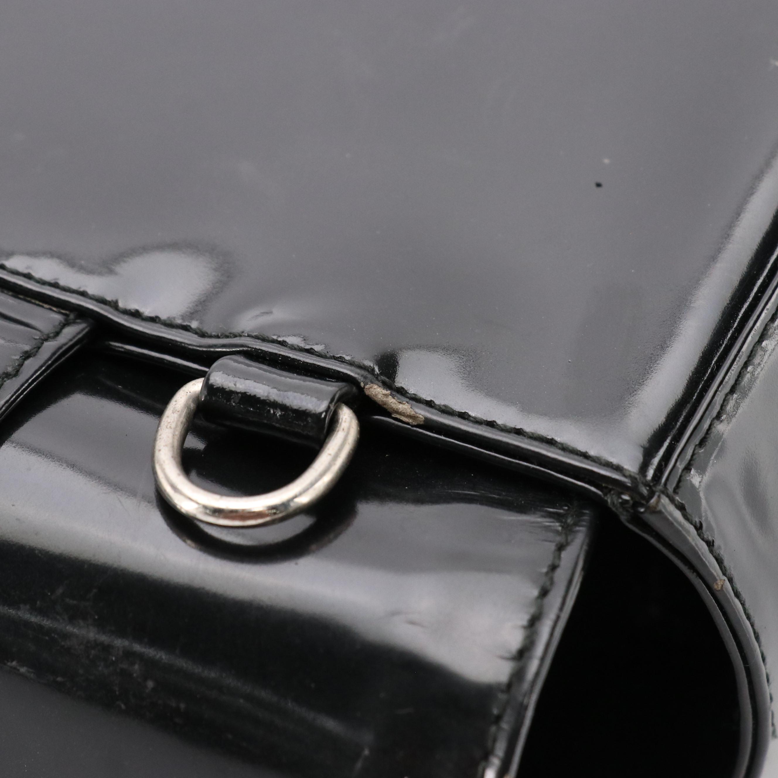 Gucci GG Soho Top Handle Bag in Black Patent Leather