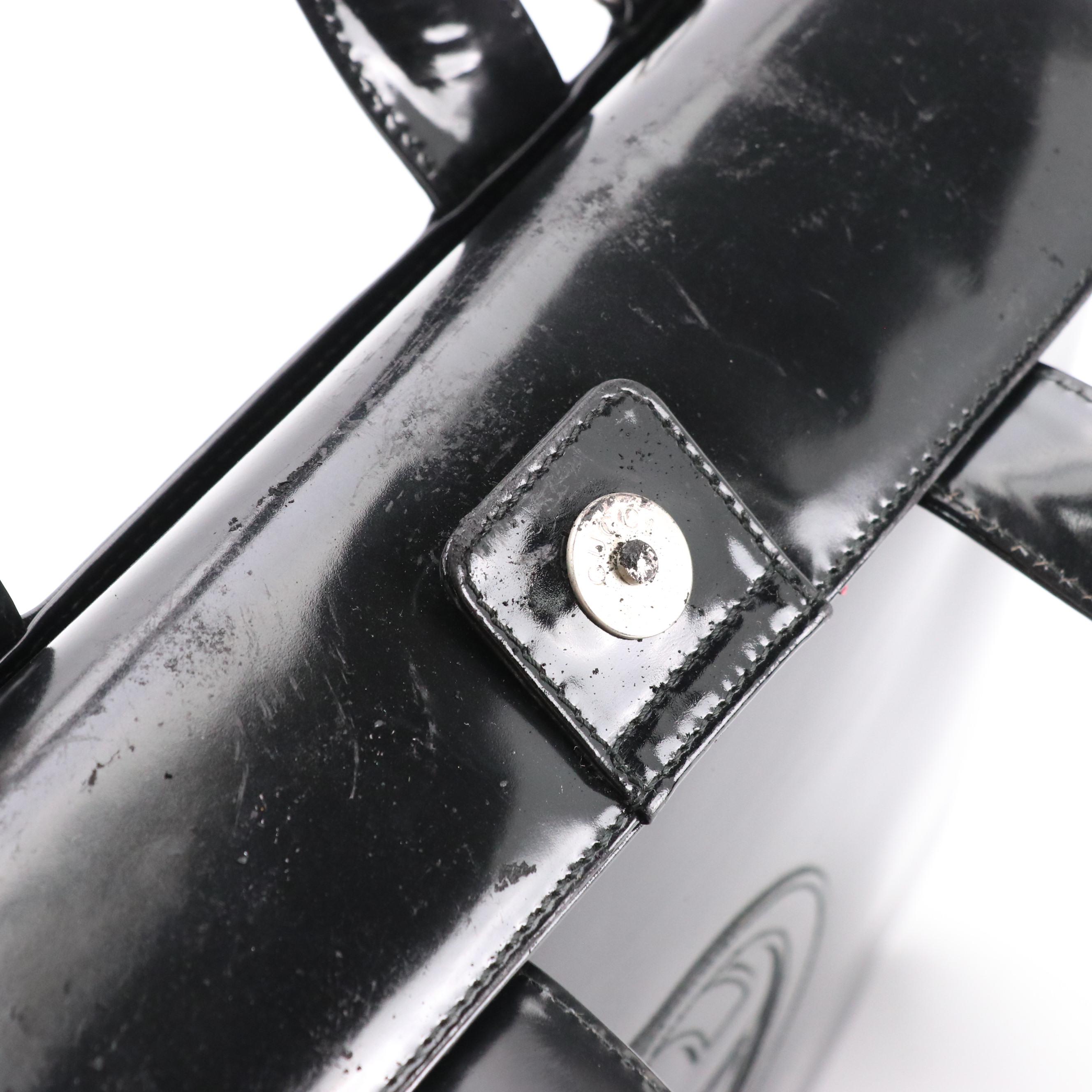 Gucci GG Soho Top Handle Bag in Black Patent Leather