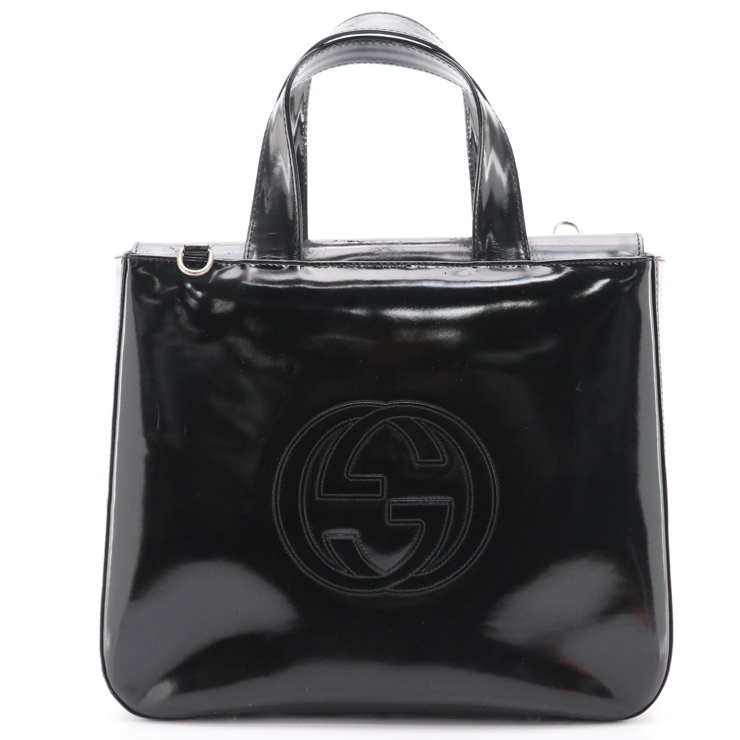 Gucci GG Soho Top Handle Bag in Black Patent Leather