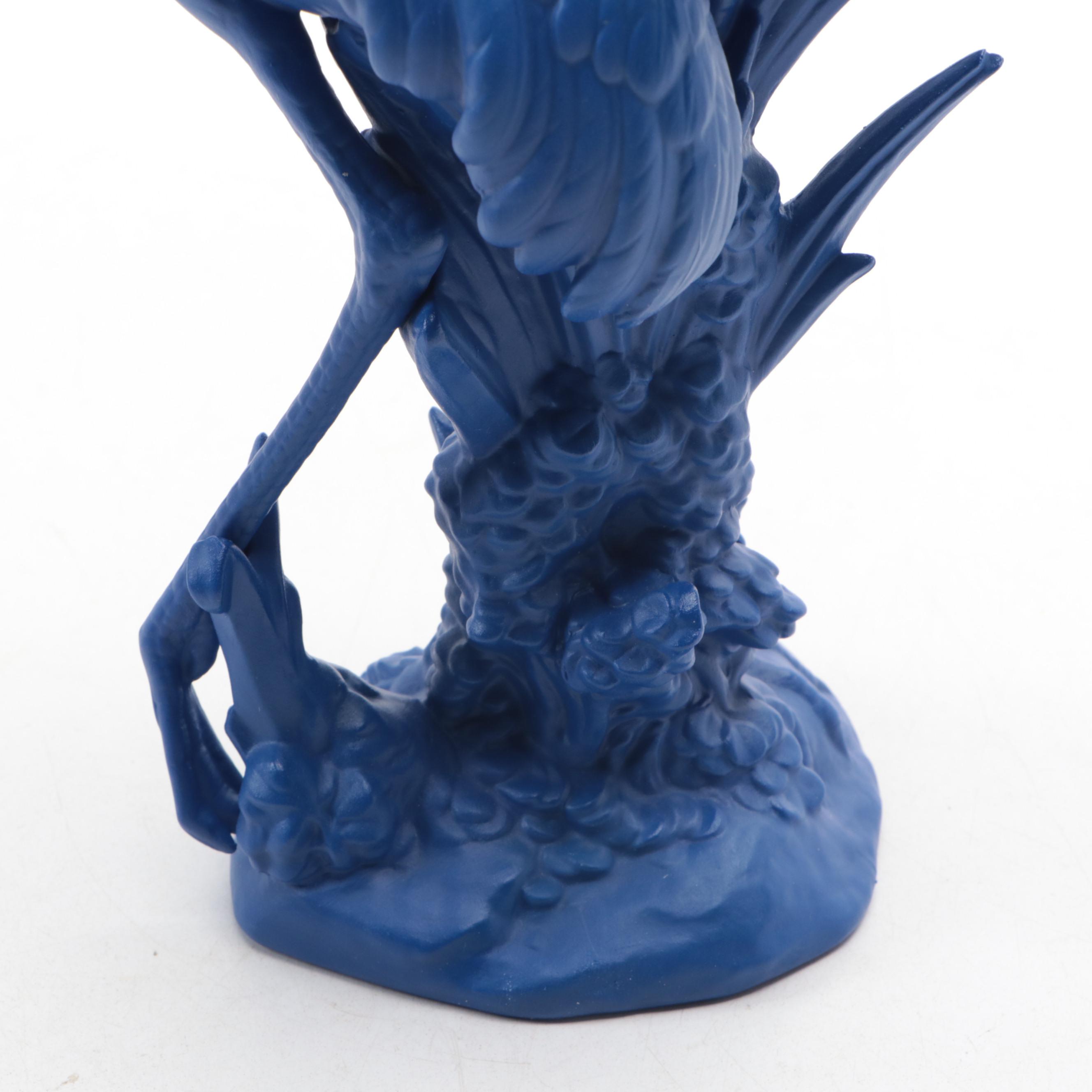 Lladró Limited Edition "Courting Cranes" Blue and Gold Porcelain Figurine, 2019