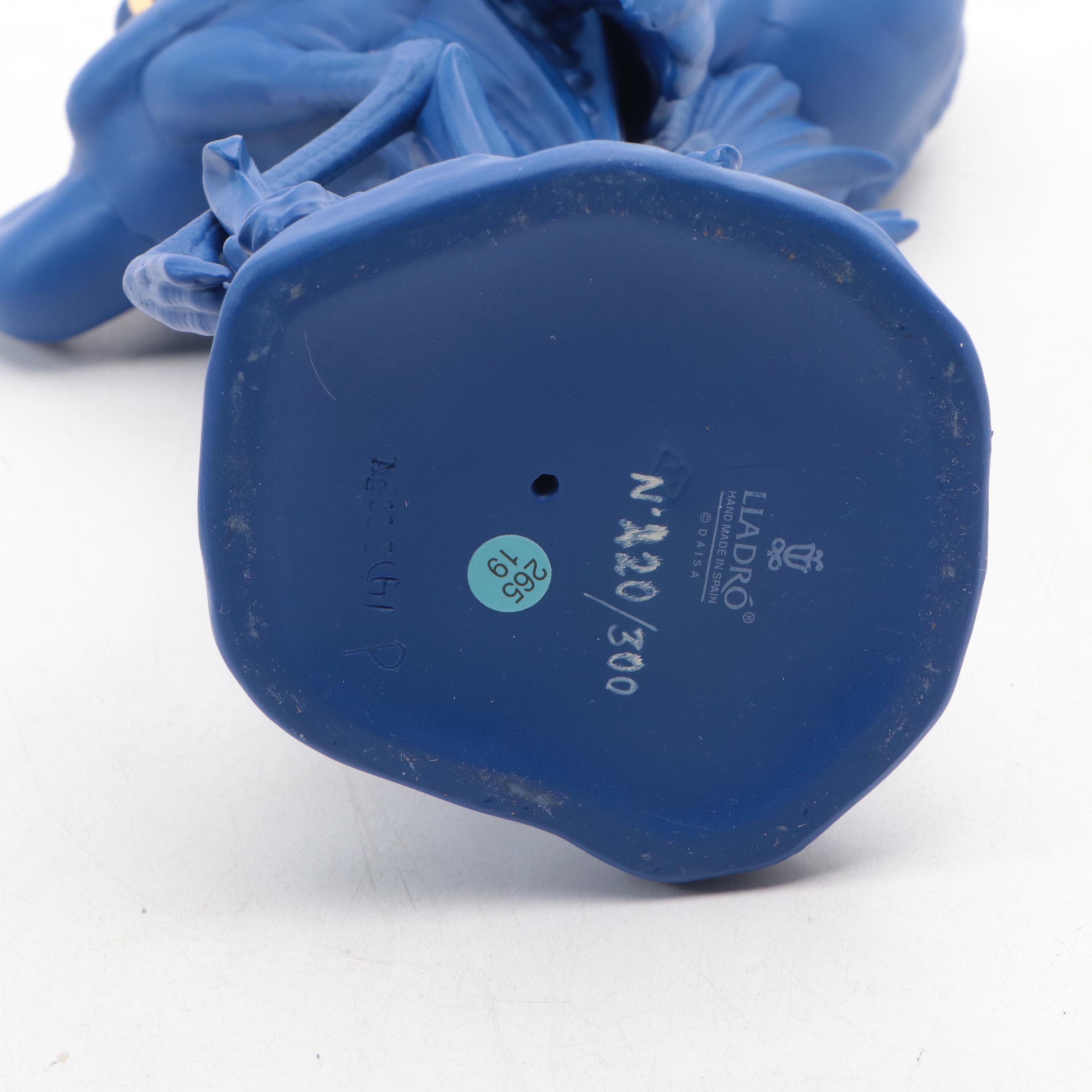 Lladró Limited Edition "Courting Cranes" Blue and Gold Porcelain Figurine, 2019