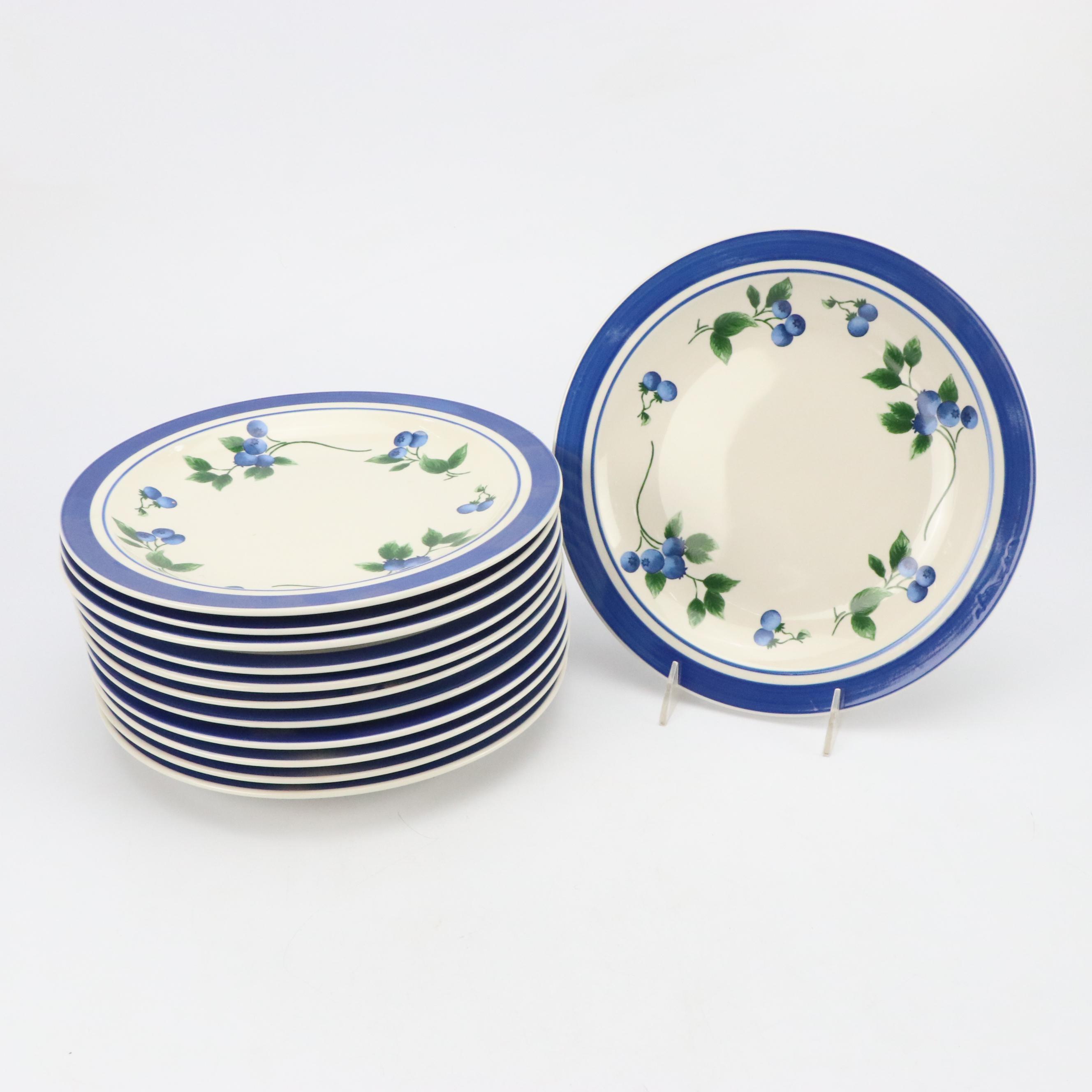 L.L. Bean "Blueberry" Ceramic Salad Plates and Dinner Plates with Other Mugs