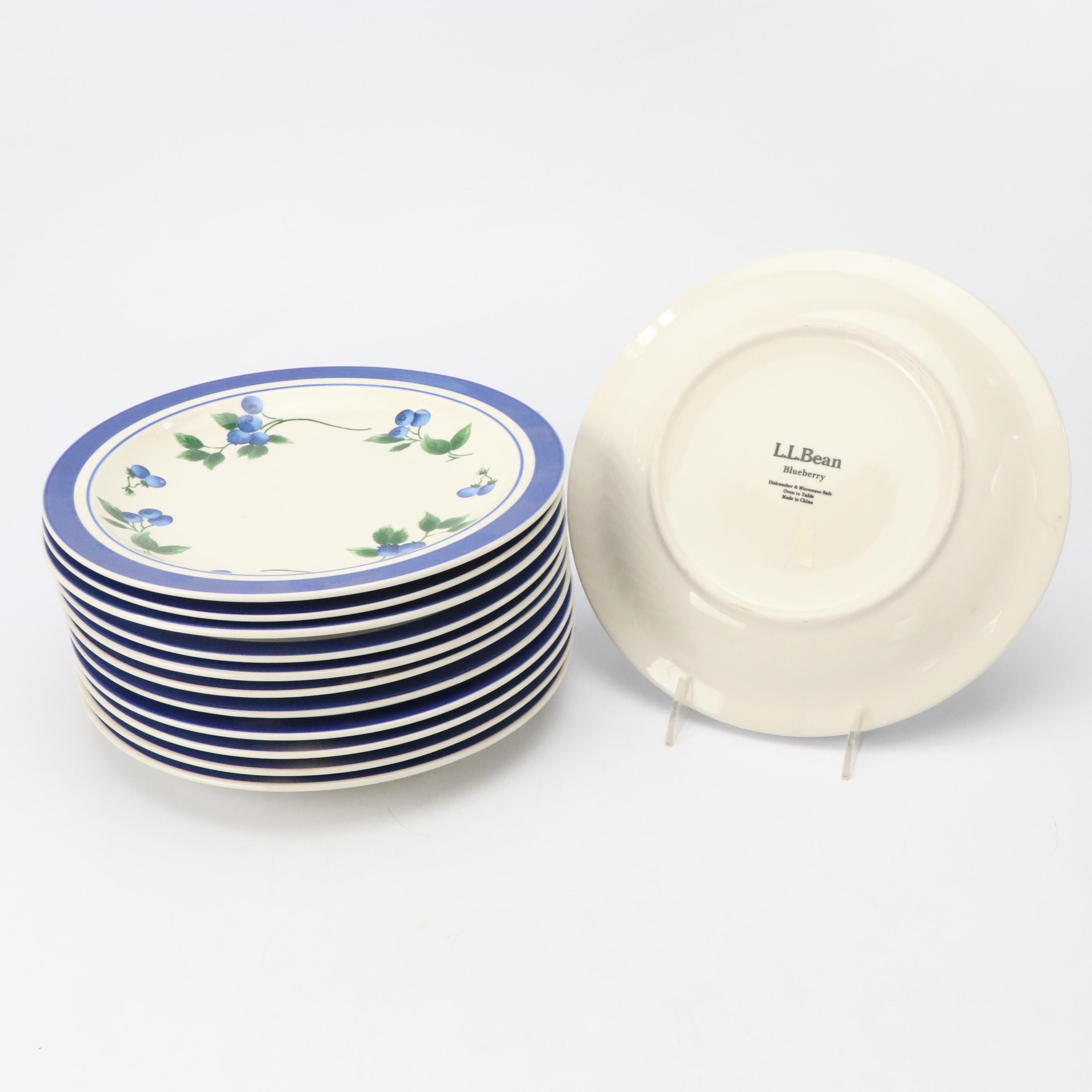 L.L. Bean "Blueberry" Ceramic Salad Plates and Dinner Plates with Other Mugs
