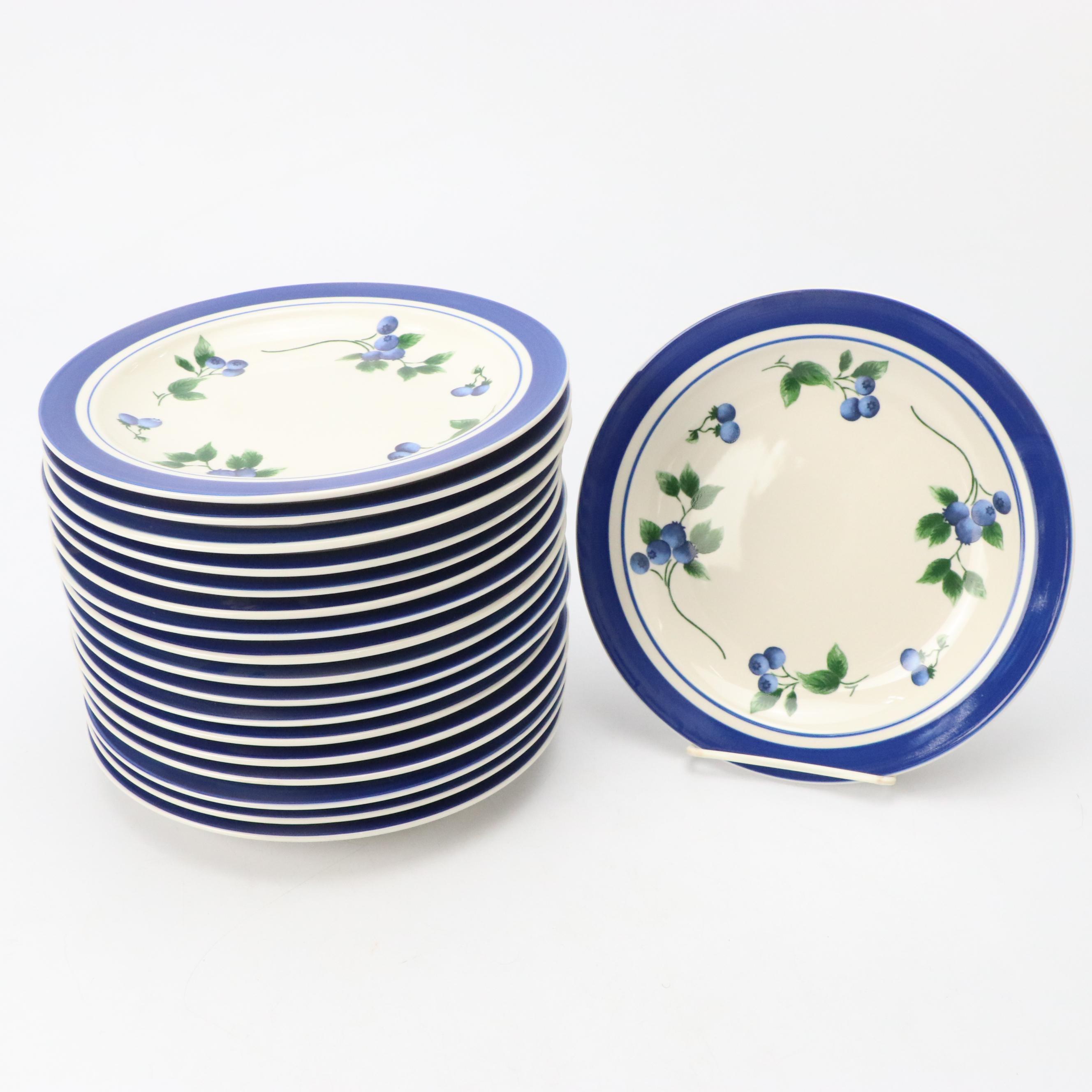 L.L. Bean "Blueberry" Ceramic Salad Plates and Dinner Plates with Other Mugs