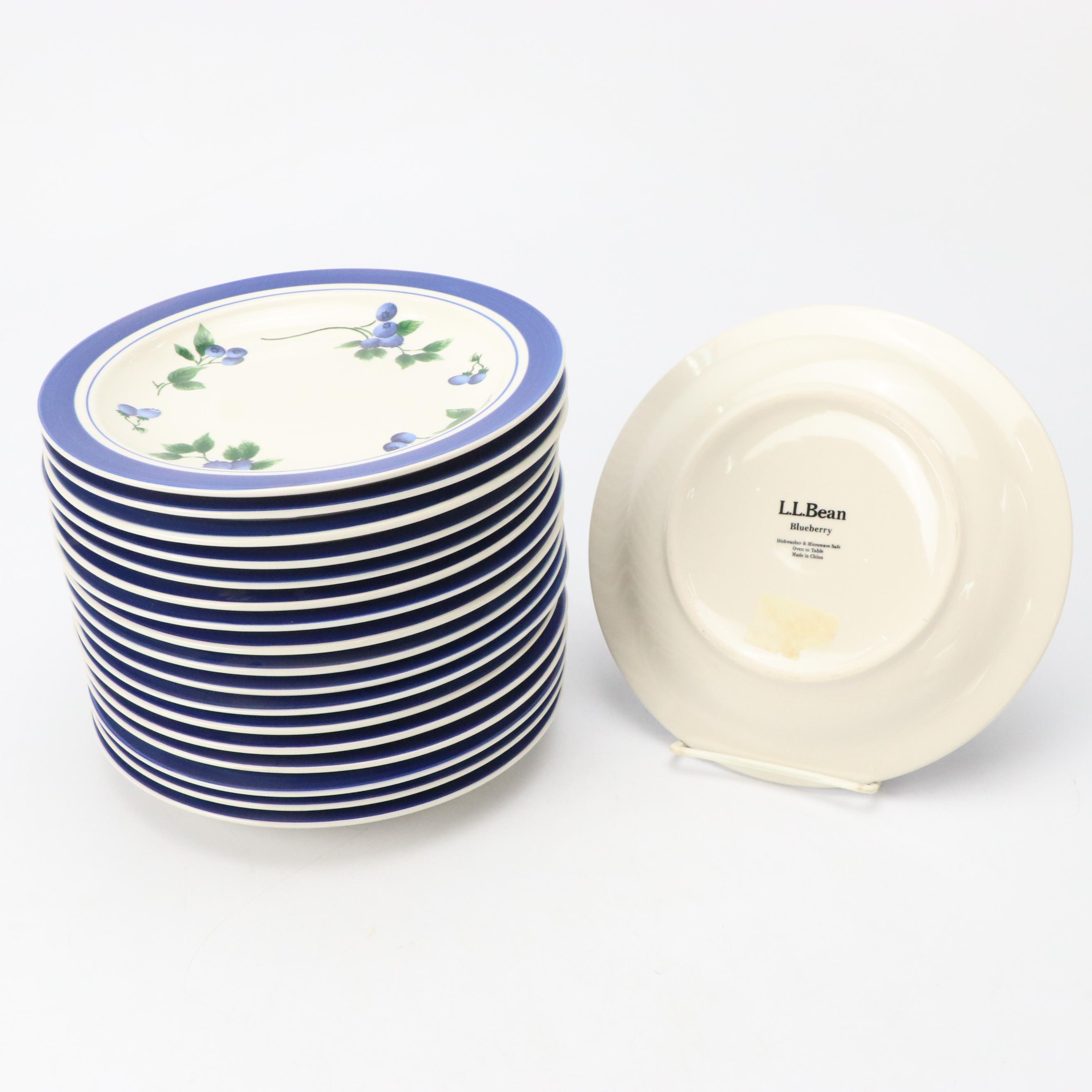 L.L. Bean "Blueberry" Ceramic Salad Plates and Dinner Plates with Other Mugs
