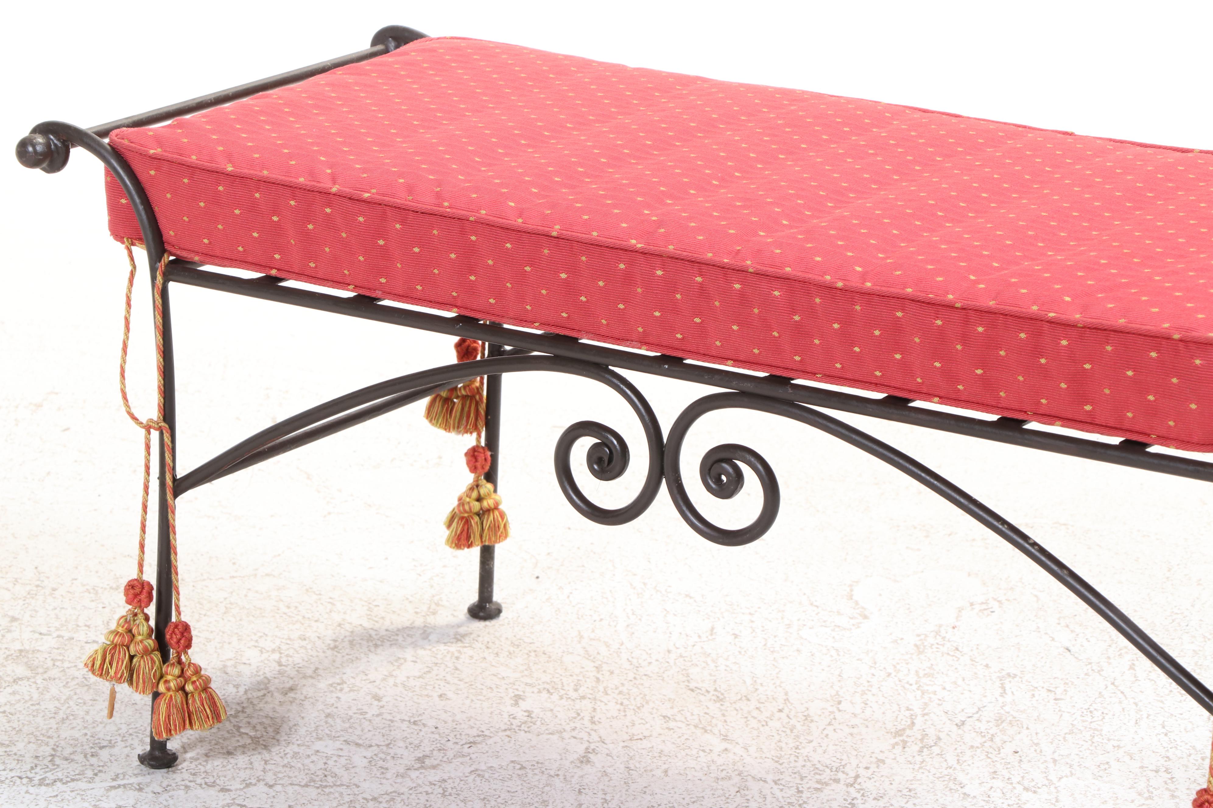 Neoclassical Style Wrought Iron Bench