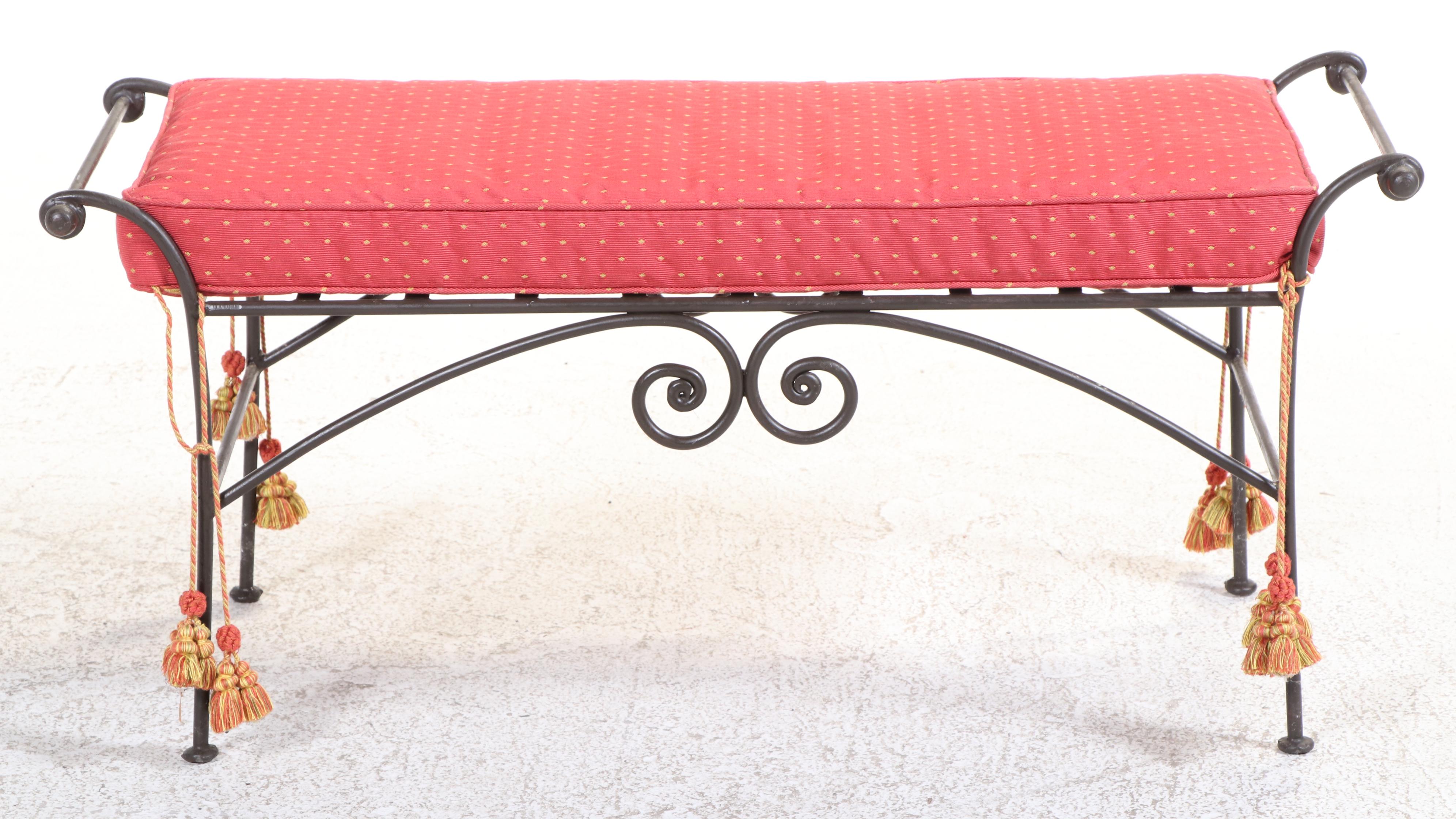 Neoclassical Style Wrought Iron Bench