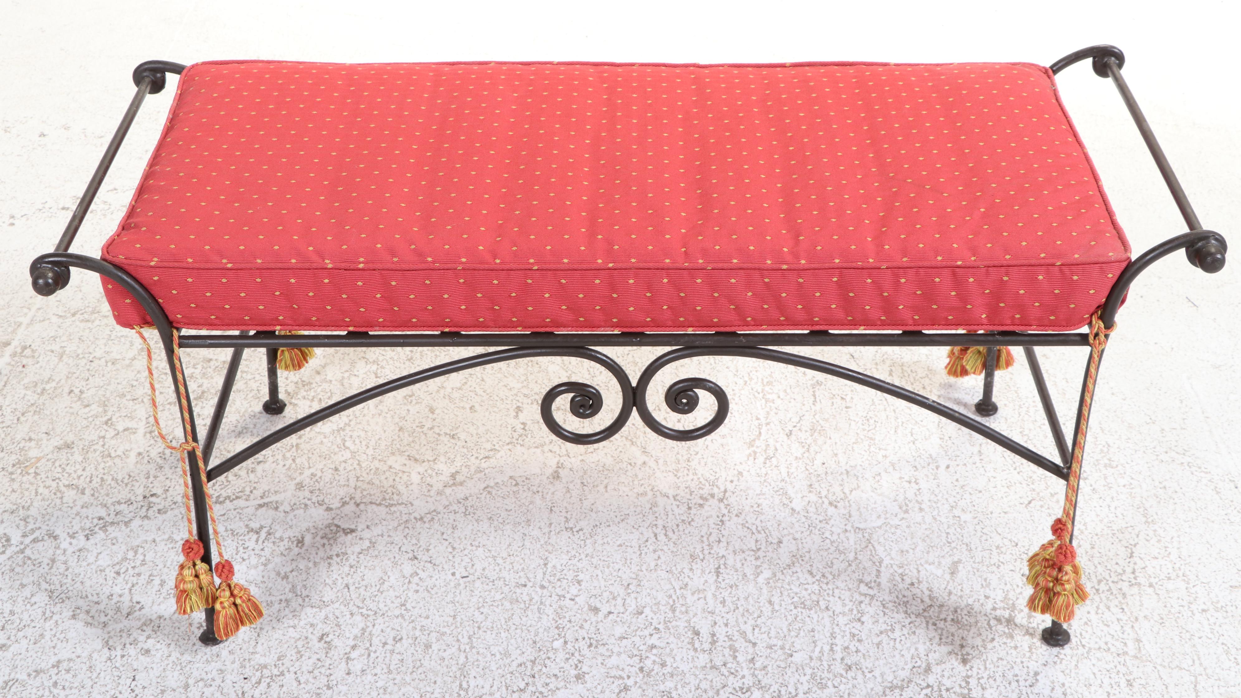 Neoclassical Style Wrought Iron Bench