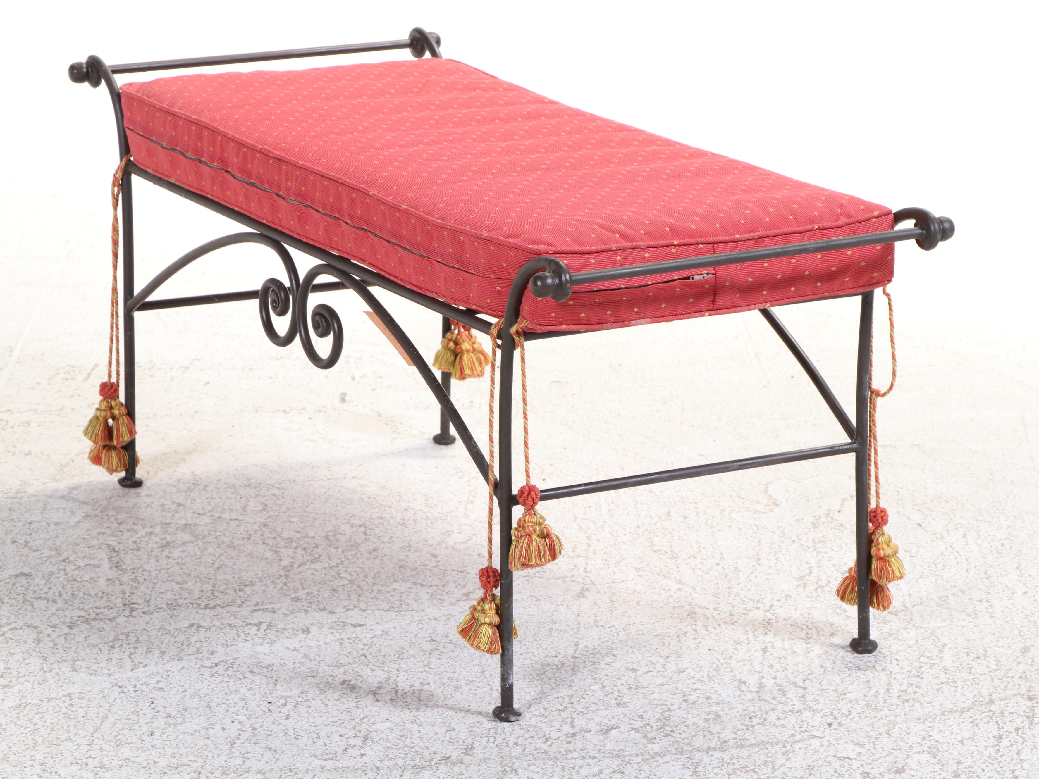 Neoclassical Style Wrought Iron Bench