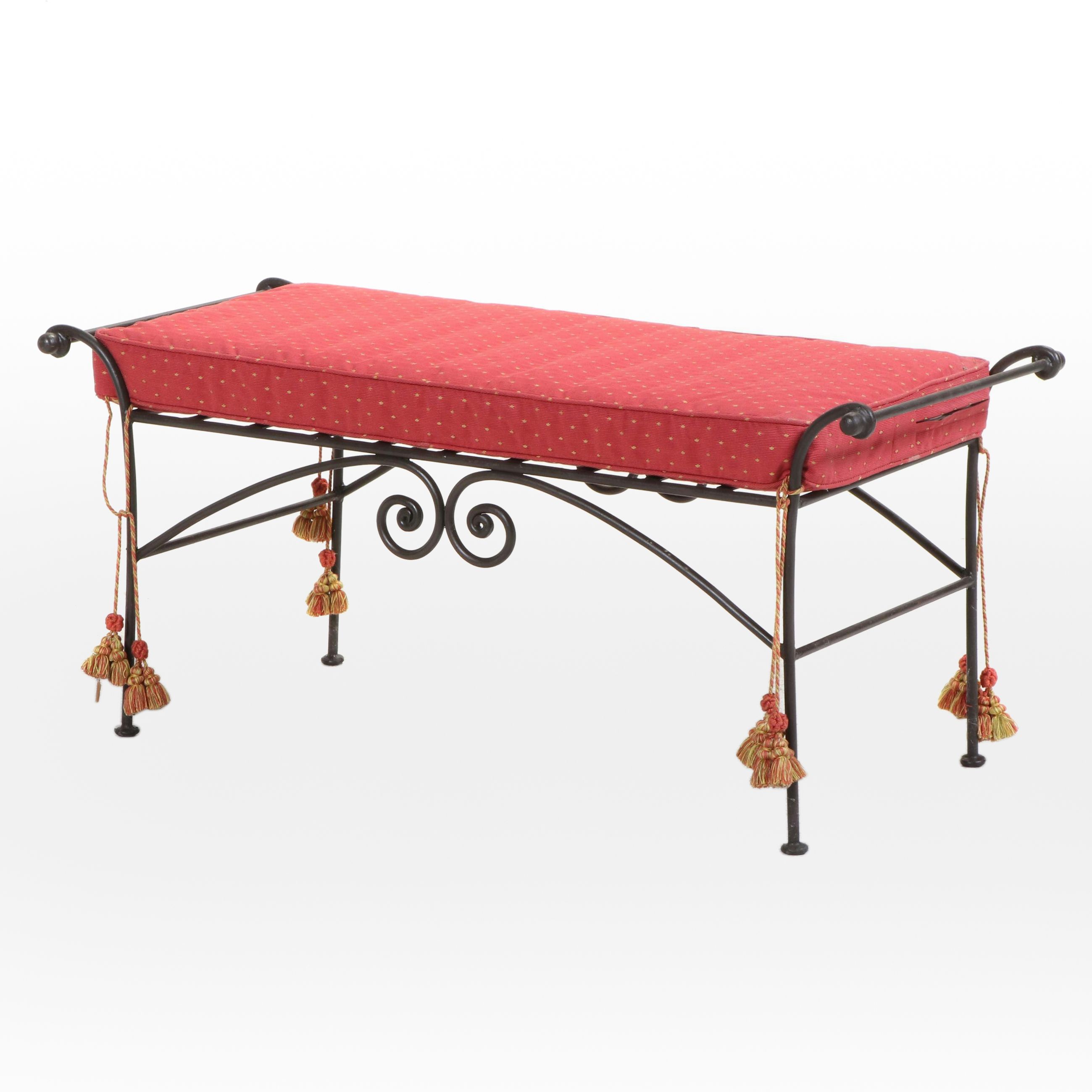 Neoclassical Style Wrought Iron Bench