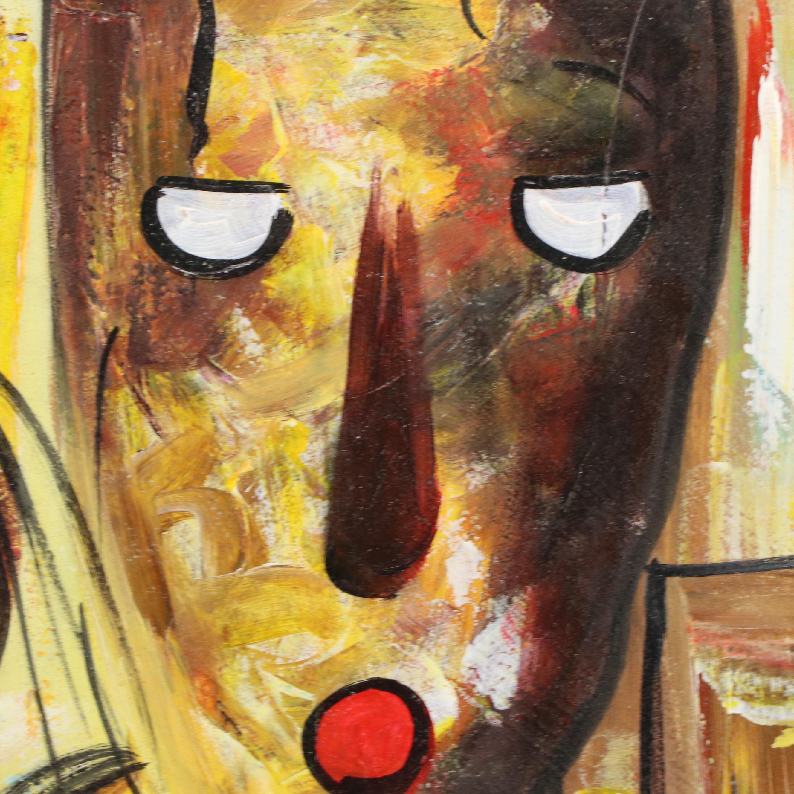 Bayo Ogundele Figural Stylized Oil Painting "Family," 2024