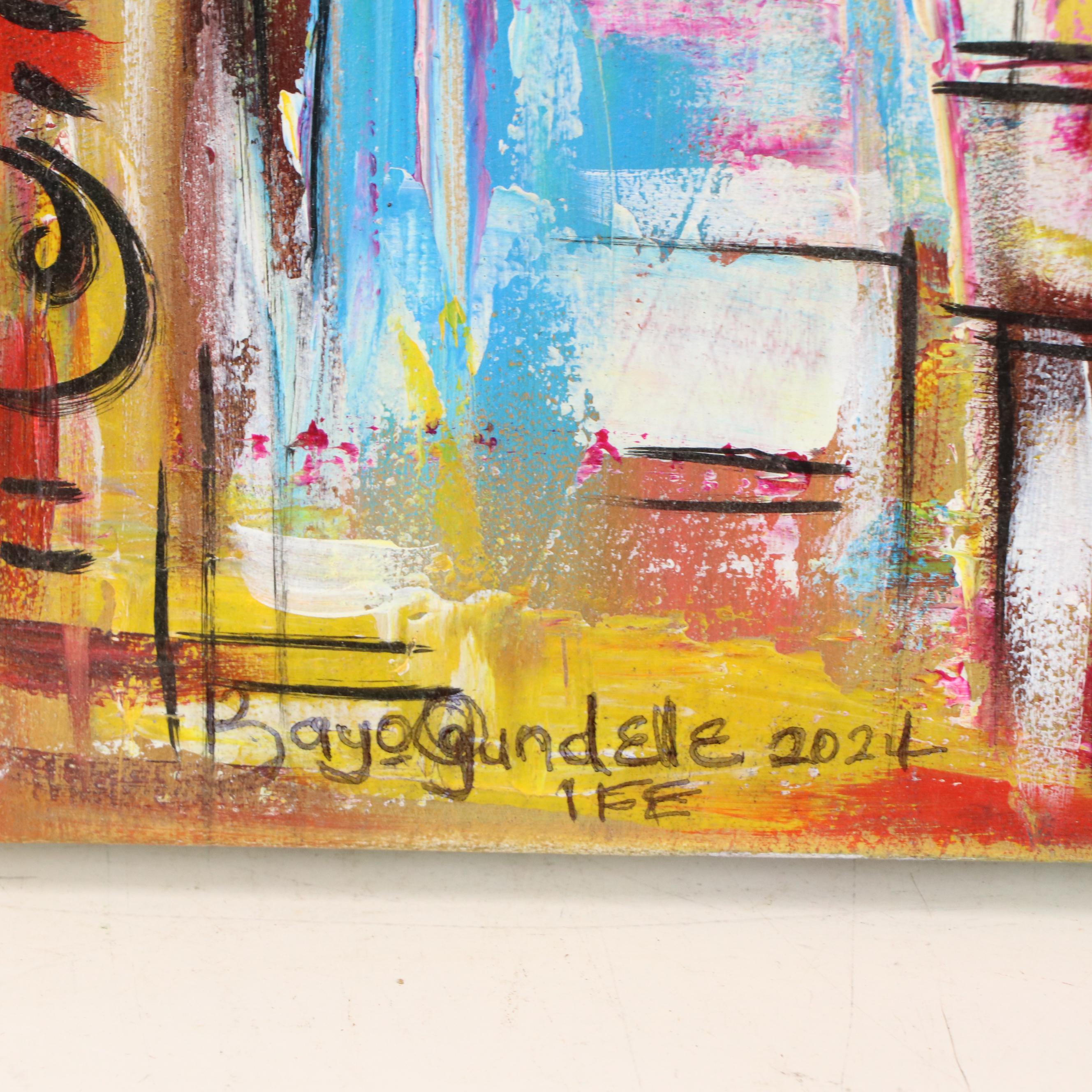 Bayo Ogundele Figural Stylized Oil Painting "Family," 2024