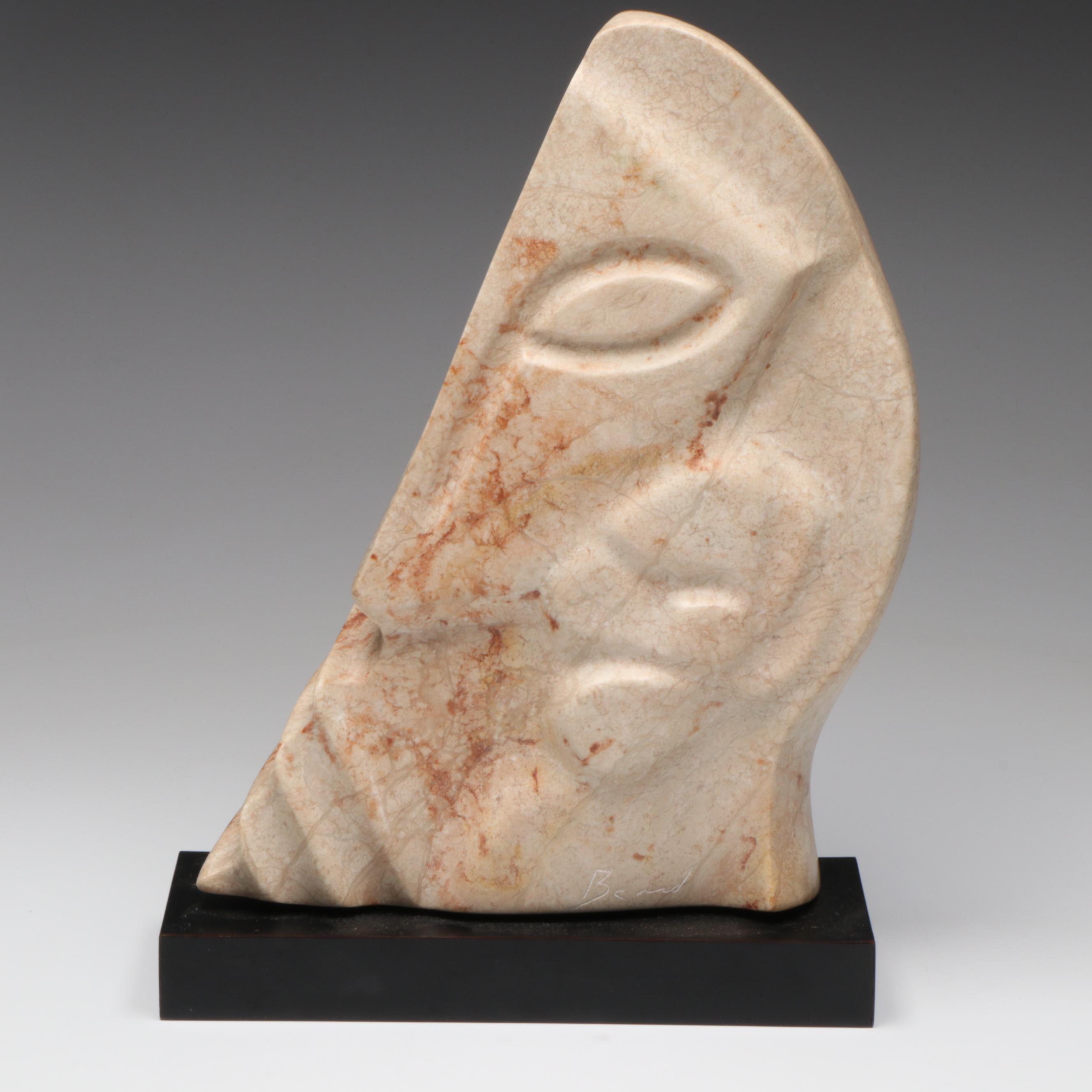 MCM Abstract Carved Stone Bust