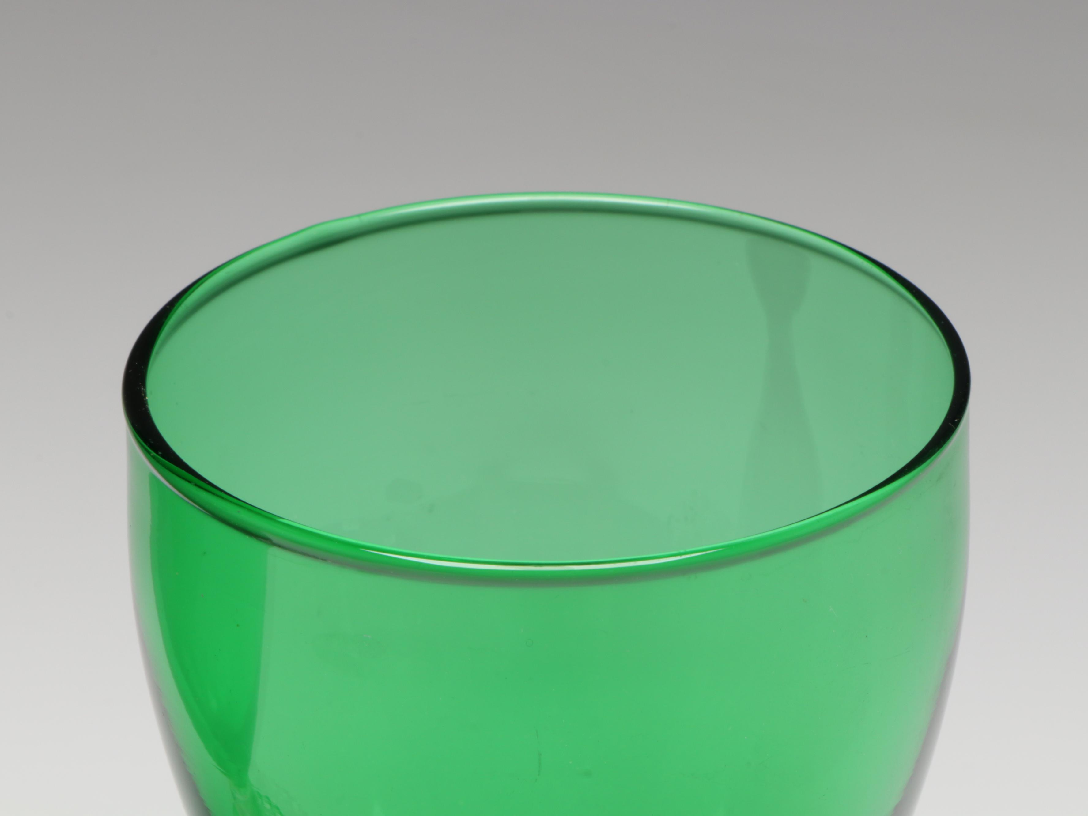 Anchor Hocking Forest Green "Bubble Foot" Iced Tea and Water Goblets