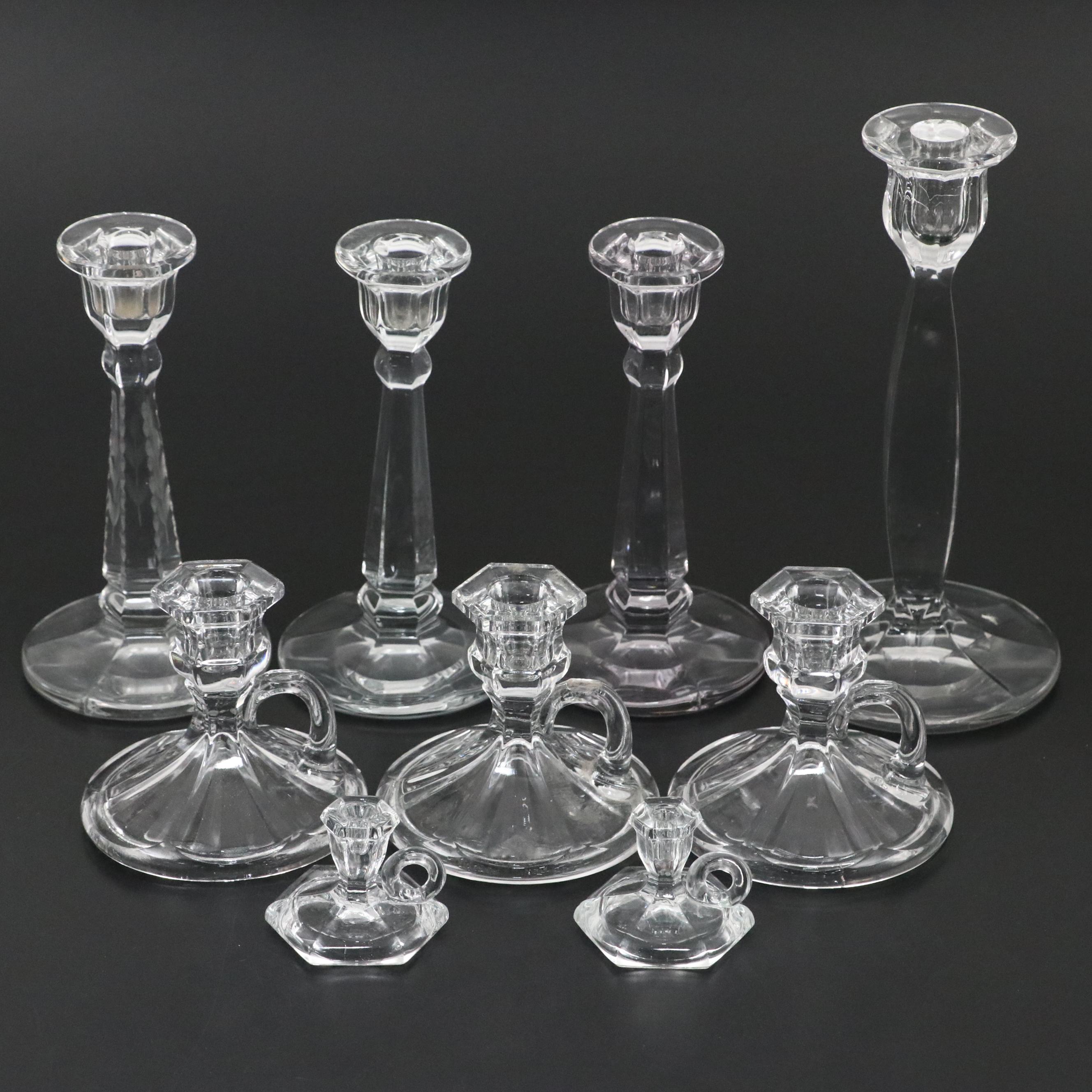Heisey "Windsor," "Jack Be Nimble," and Other Glass Candlesticks