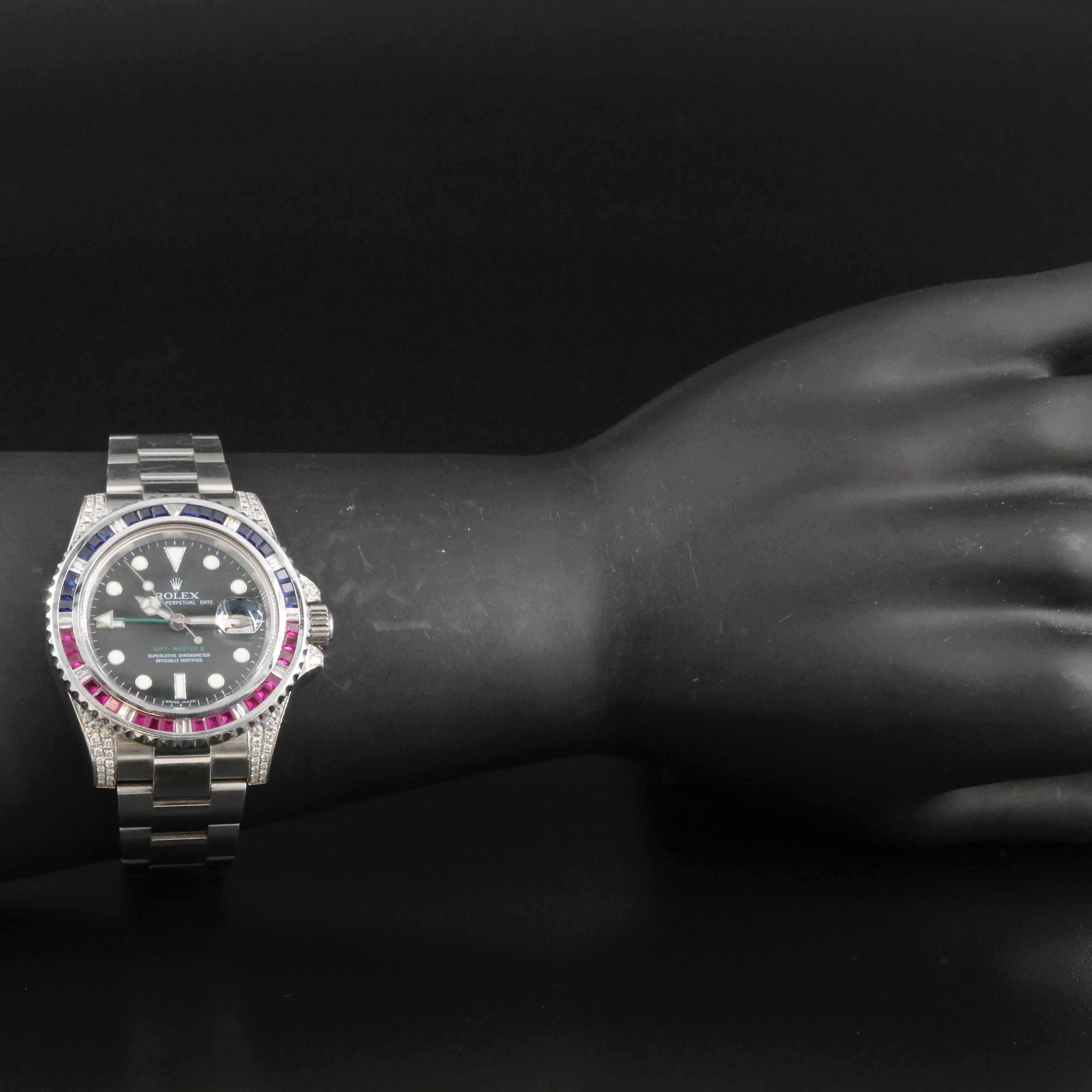 Rolex GMT-Master II ref. 116710LN Custom Diamond, Sapphire, Ruby Automatic Watch