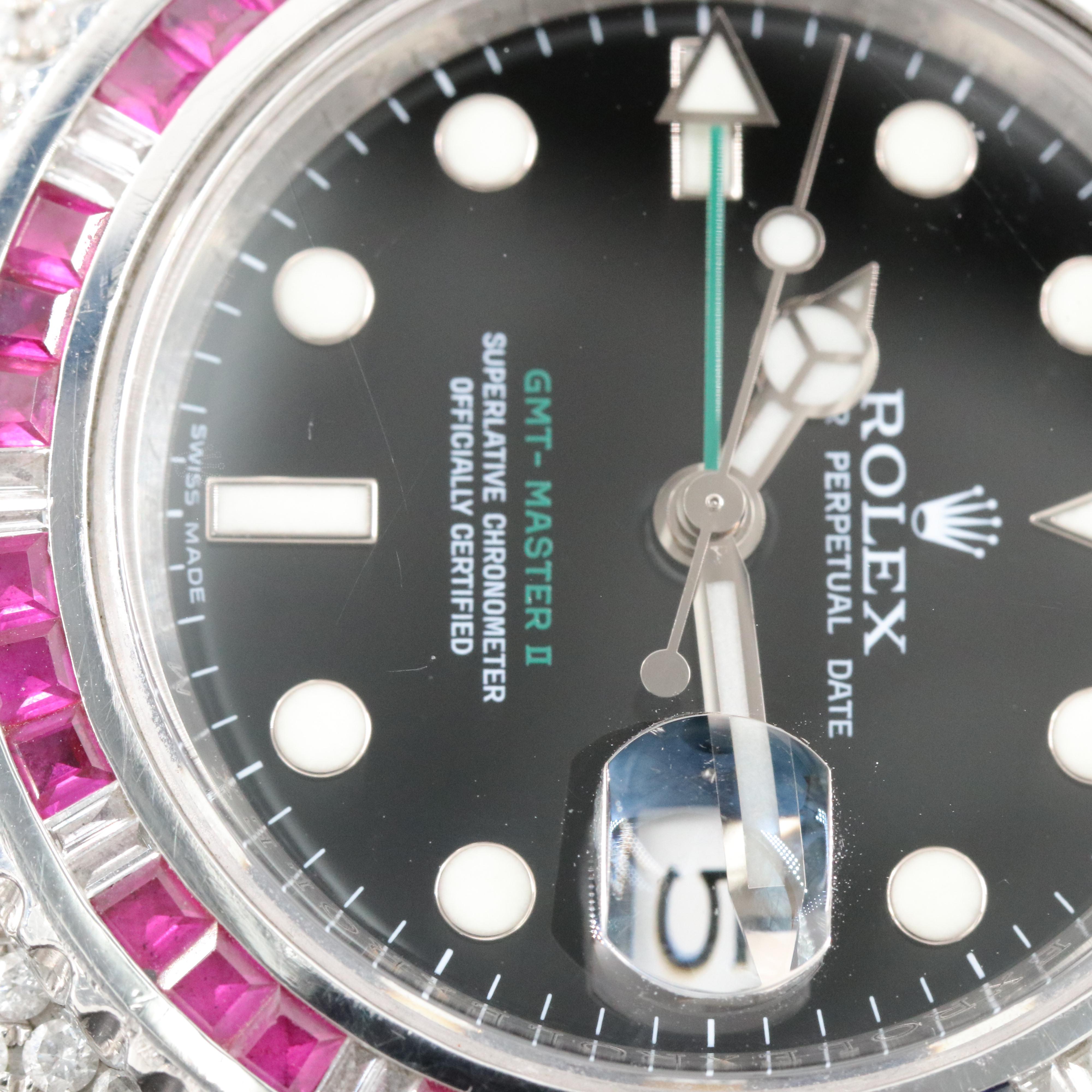 Rolex GMT-Master II ref. 116710LN Custom Diamond, Sapphire, Ruby Automatic Watch