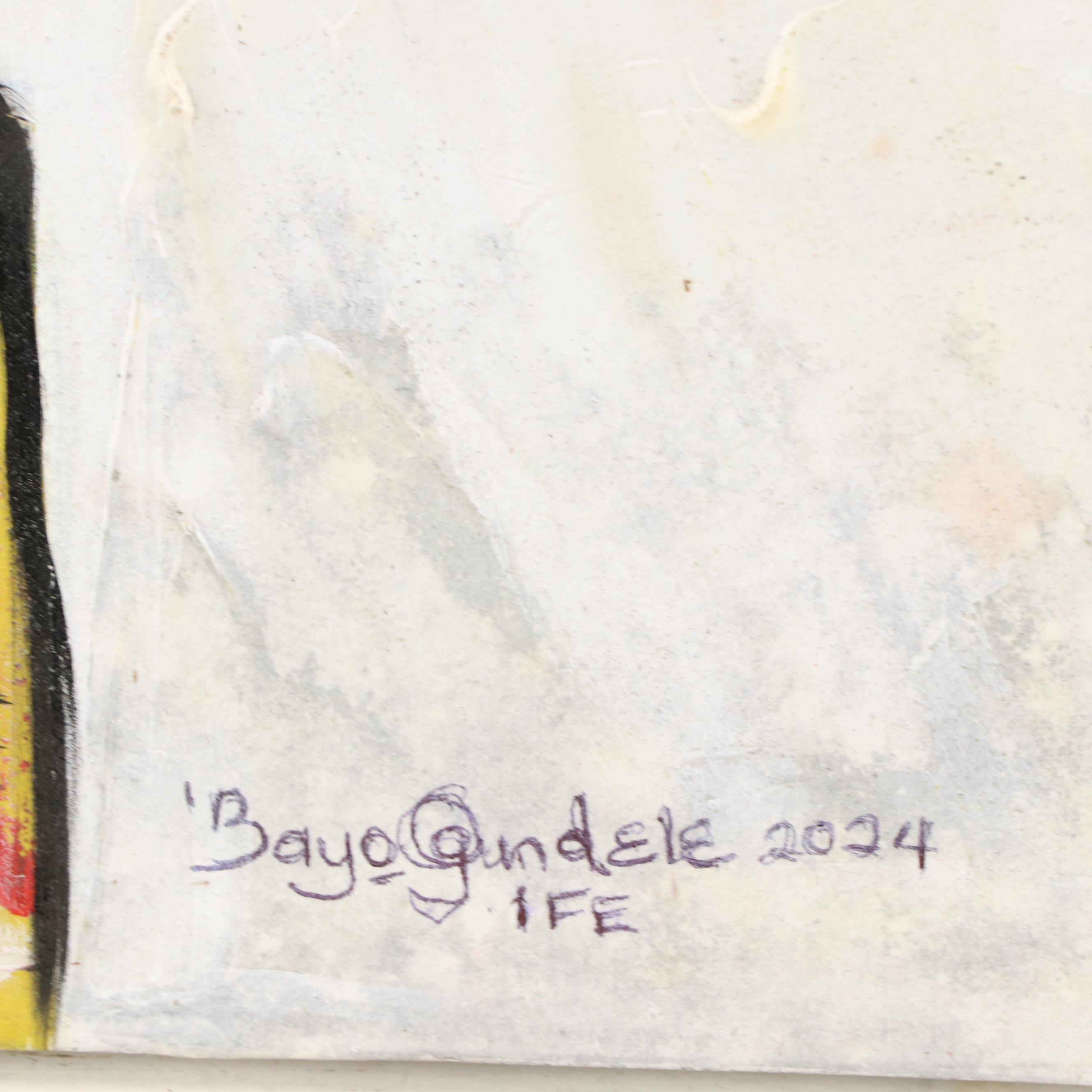 Bayo Ogundele Figural Stylized Acrylic Painting "Sisters," 2024