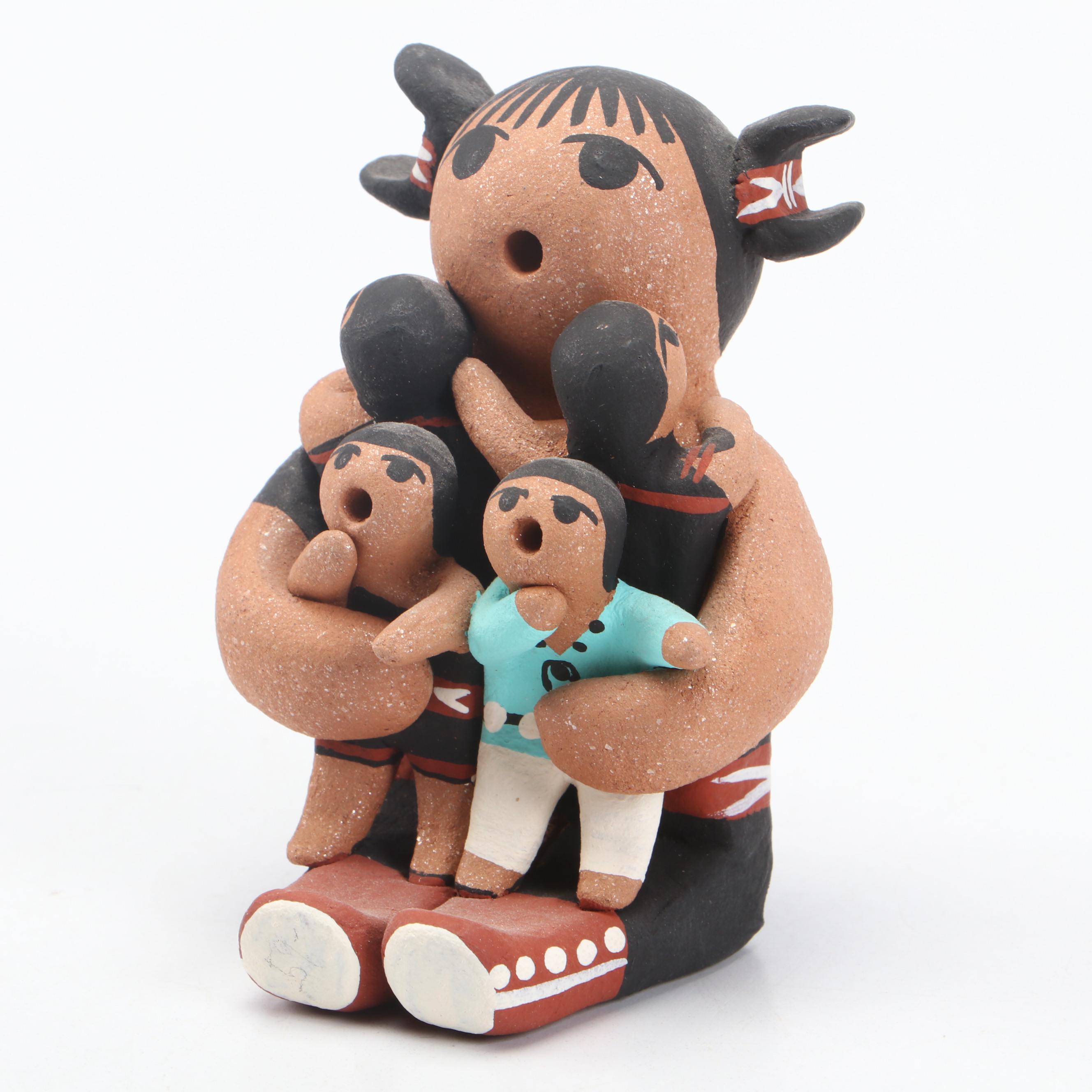 Signed Karen Tenorio Santo Domingo Pueblo Hand-Painted Storyteller