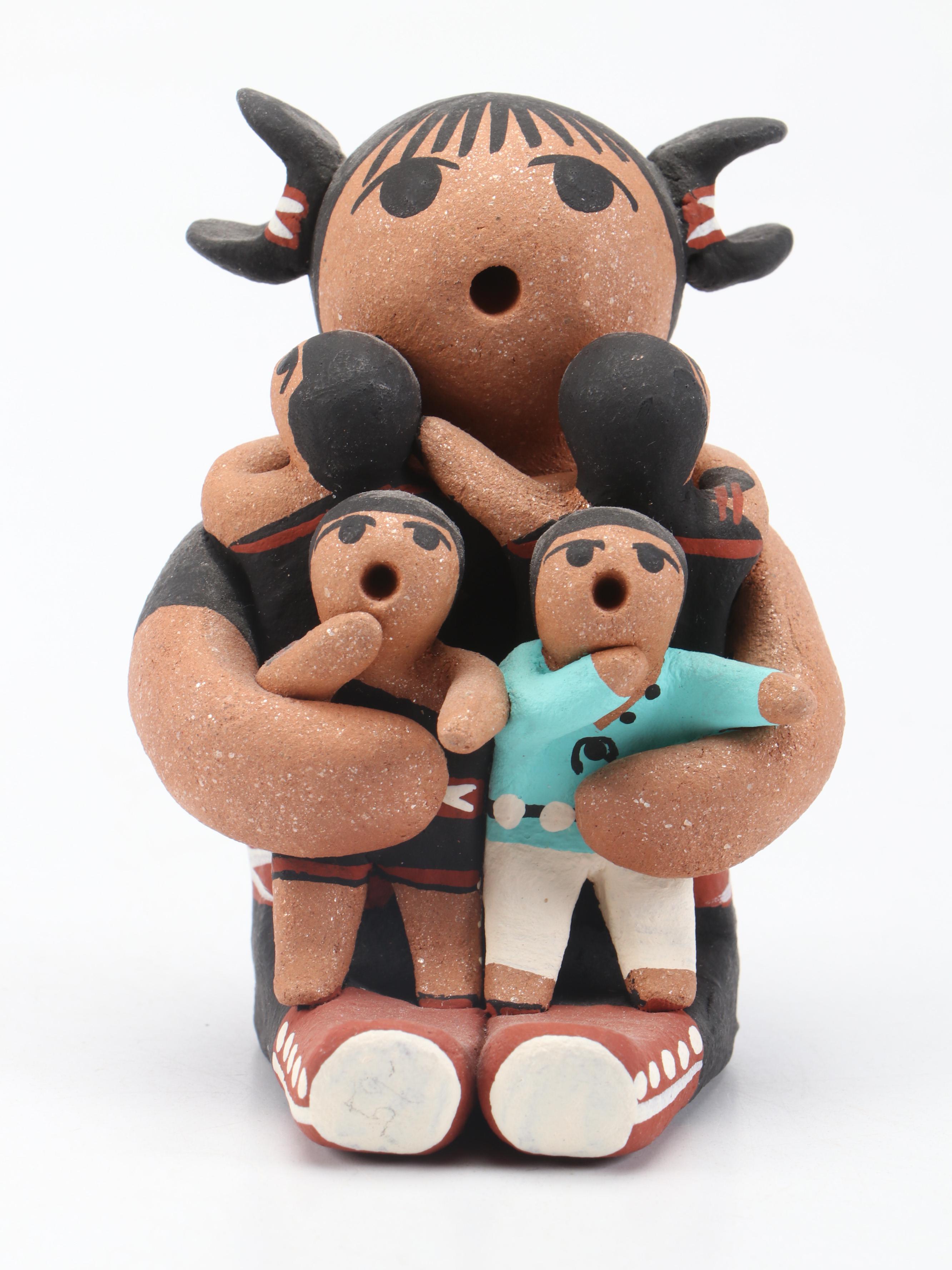 Signed Karen Tenorio Santo Domingo Pueblo Hand-Painted Storyteller