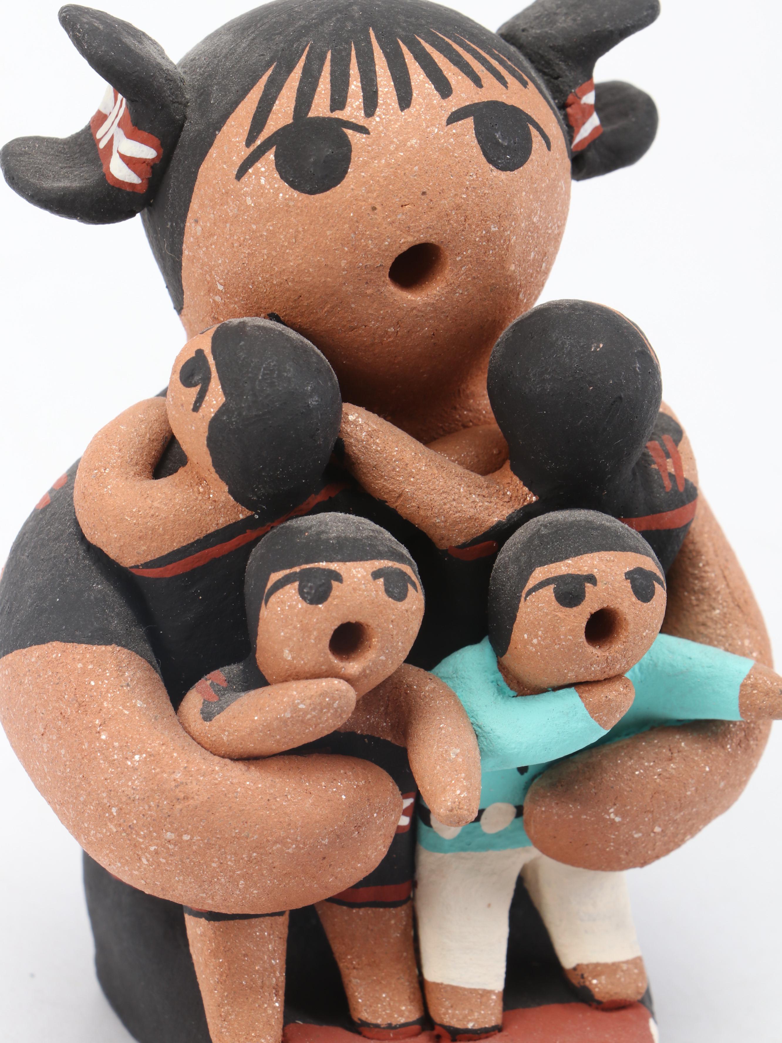 Signed Karen Tenorio Santo Domingo Pueblo Hand-Painted Storyteller