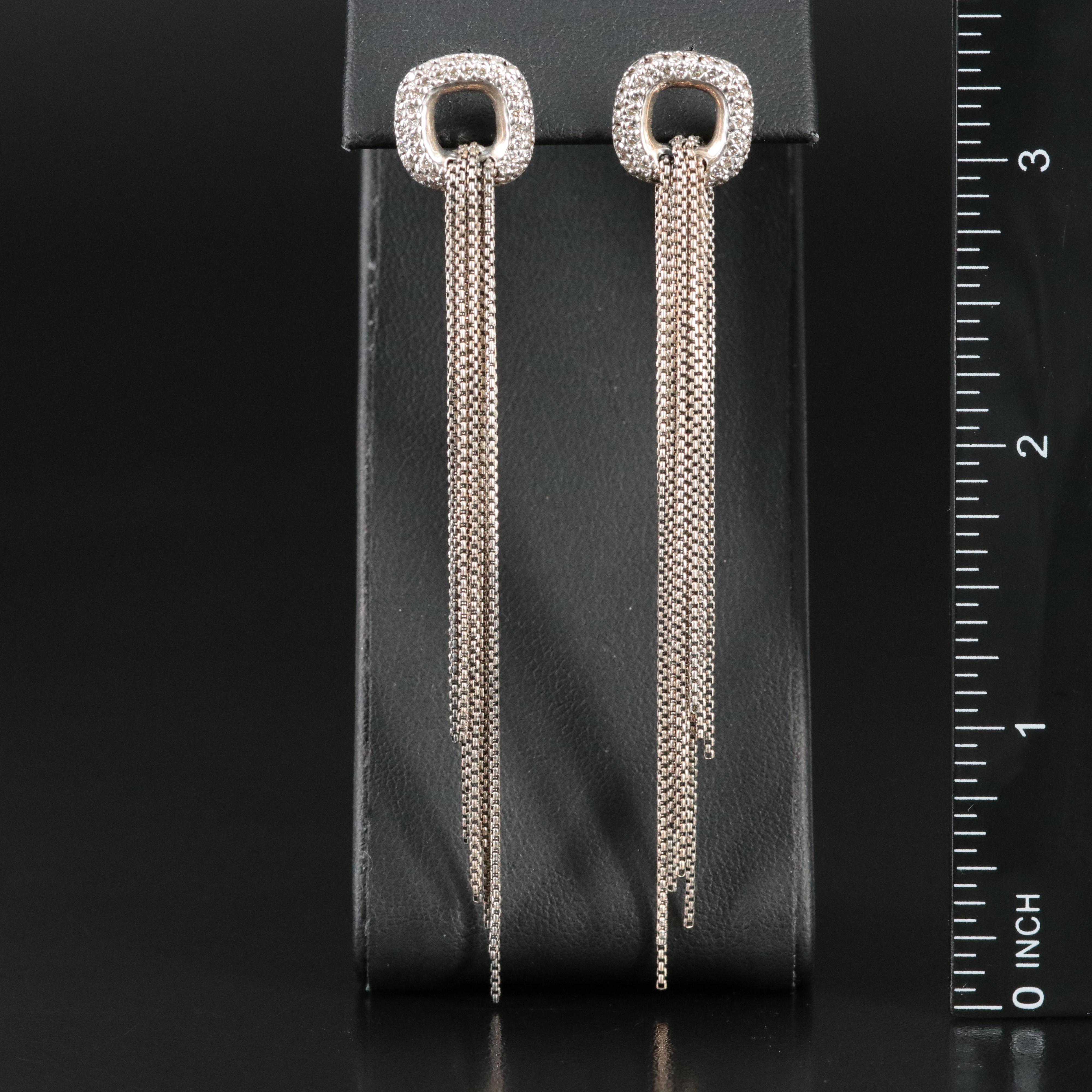David Yurman Sterling 0.68 CTW Diamond Tassel Earrings