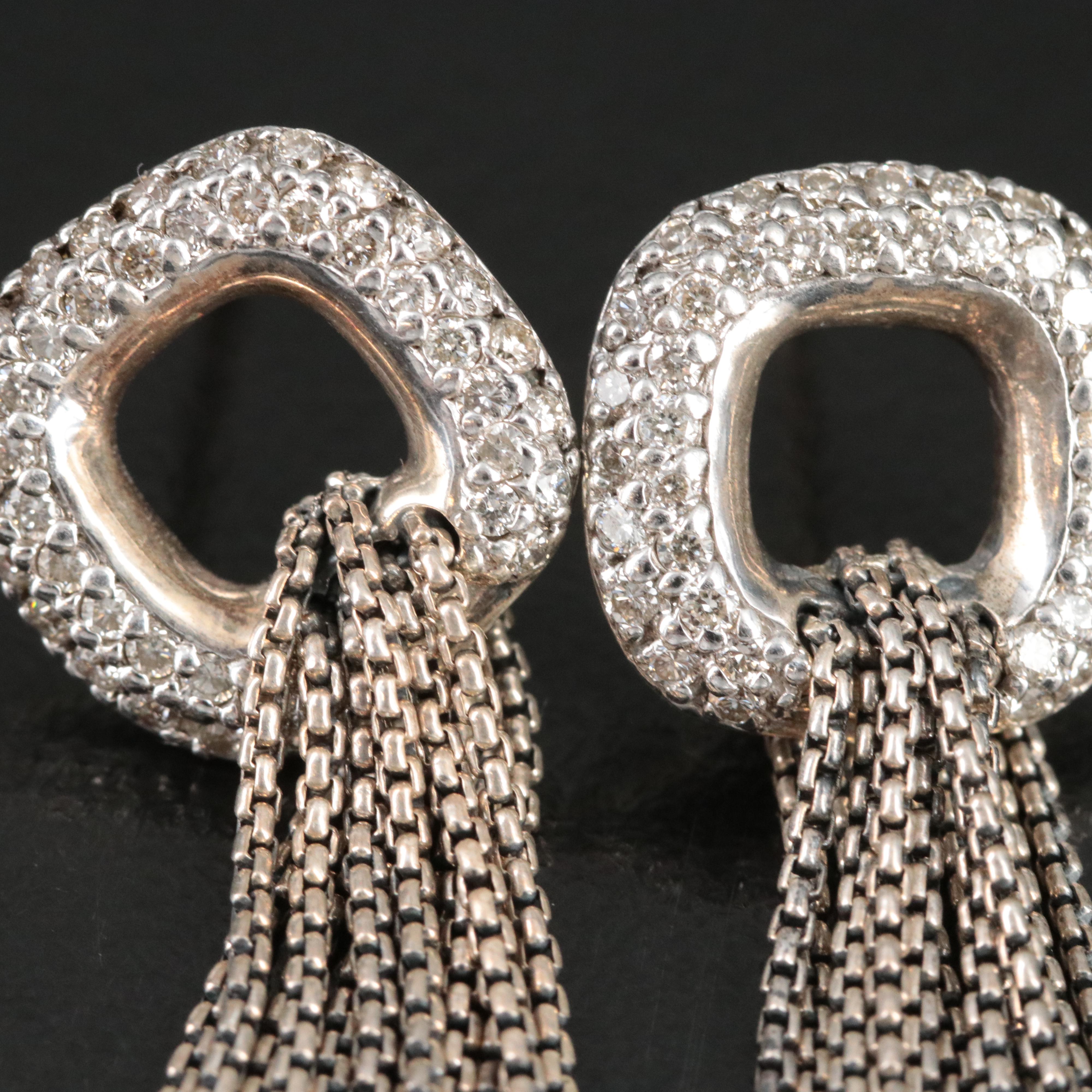 David Yurman Sterling 0.68 CTW Diamond Tassel Earrings
