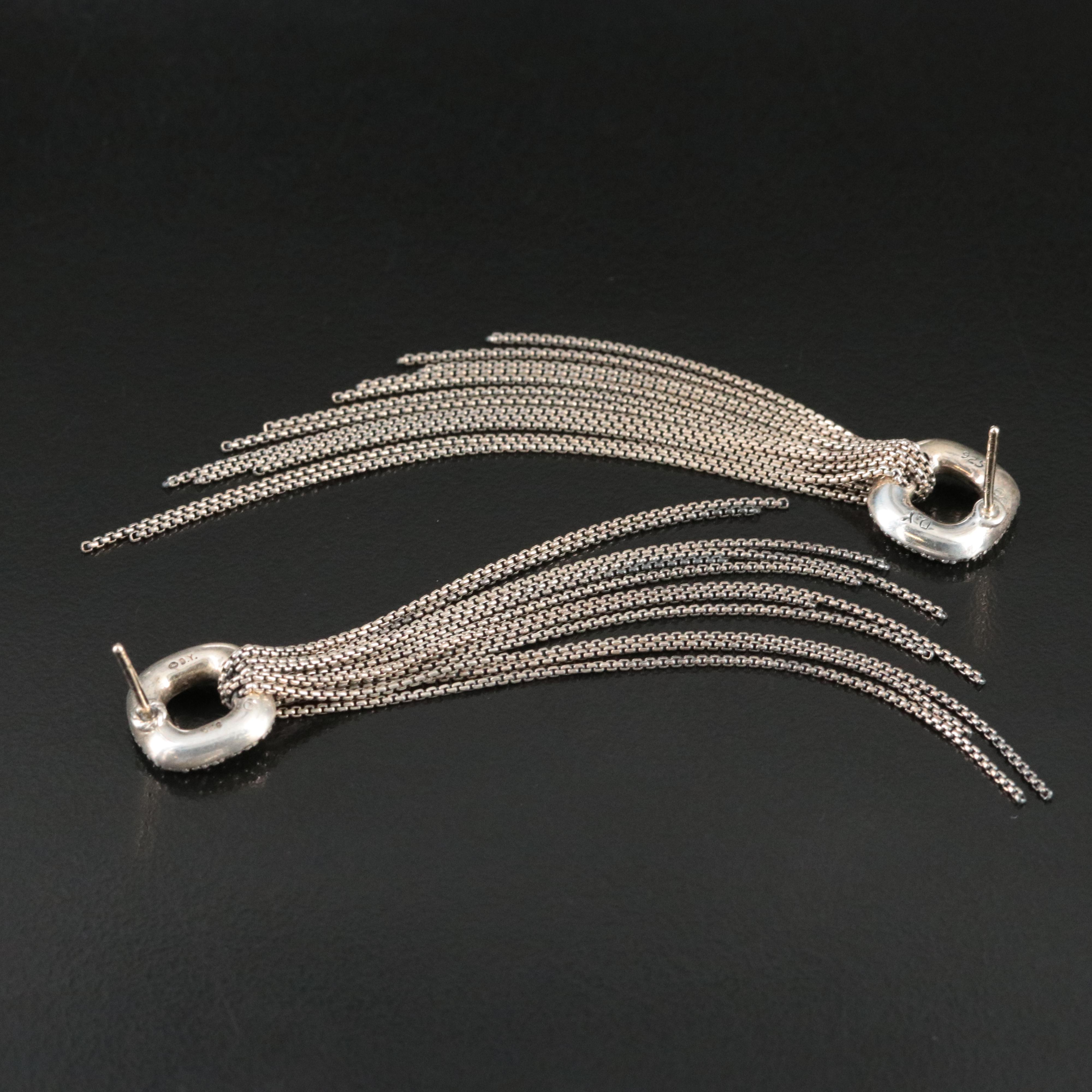 David Yurman Sterling 0.68 CTW Diamond Tassel Earrings