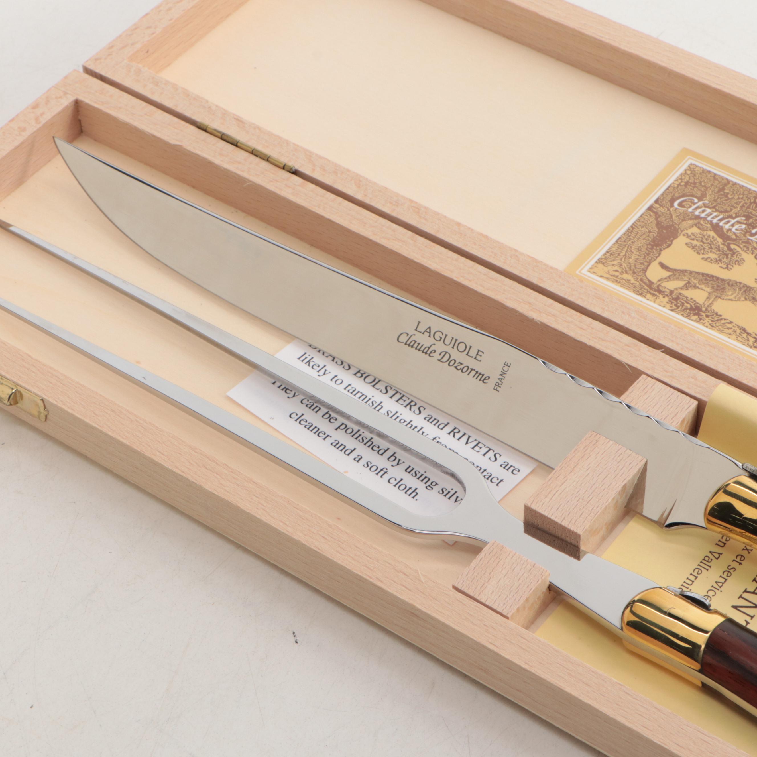 Claude Dozorme Laguiole Carving Set with Rosewood Handles