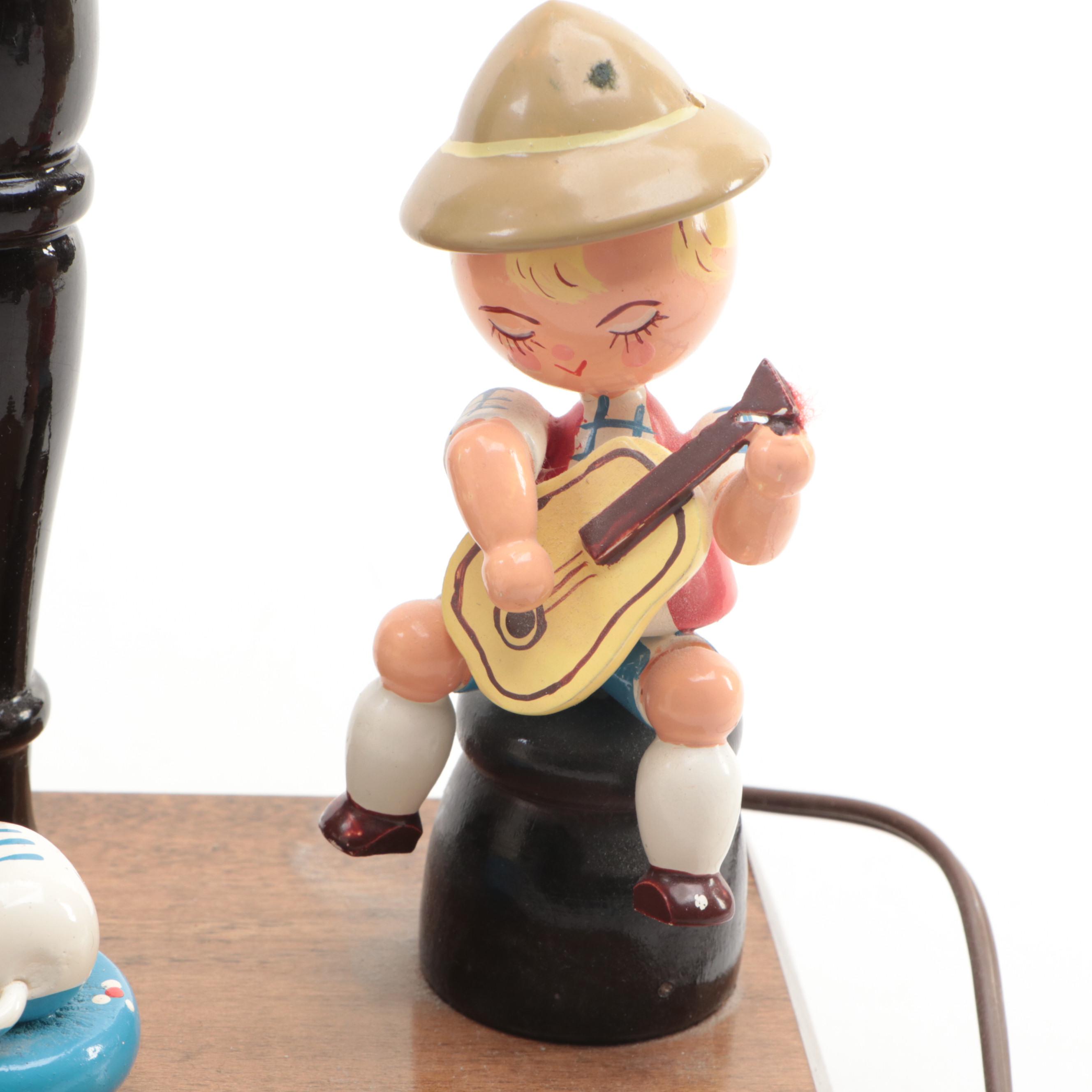 Vintage Nursery Originals Novelty Lamp With Ball Cap, Golf Shirt and More