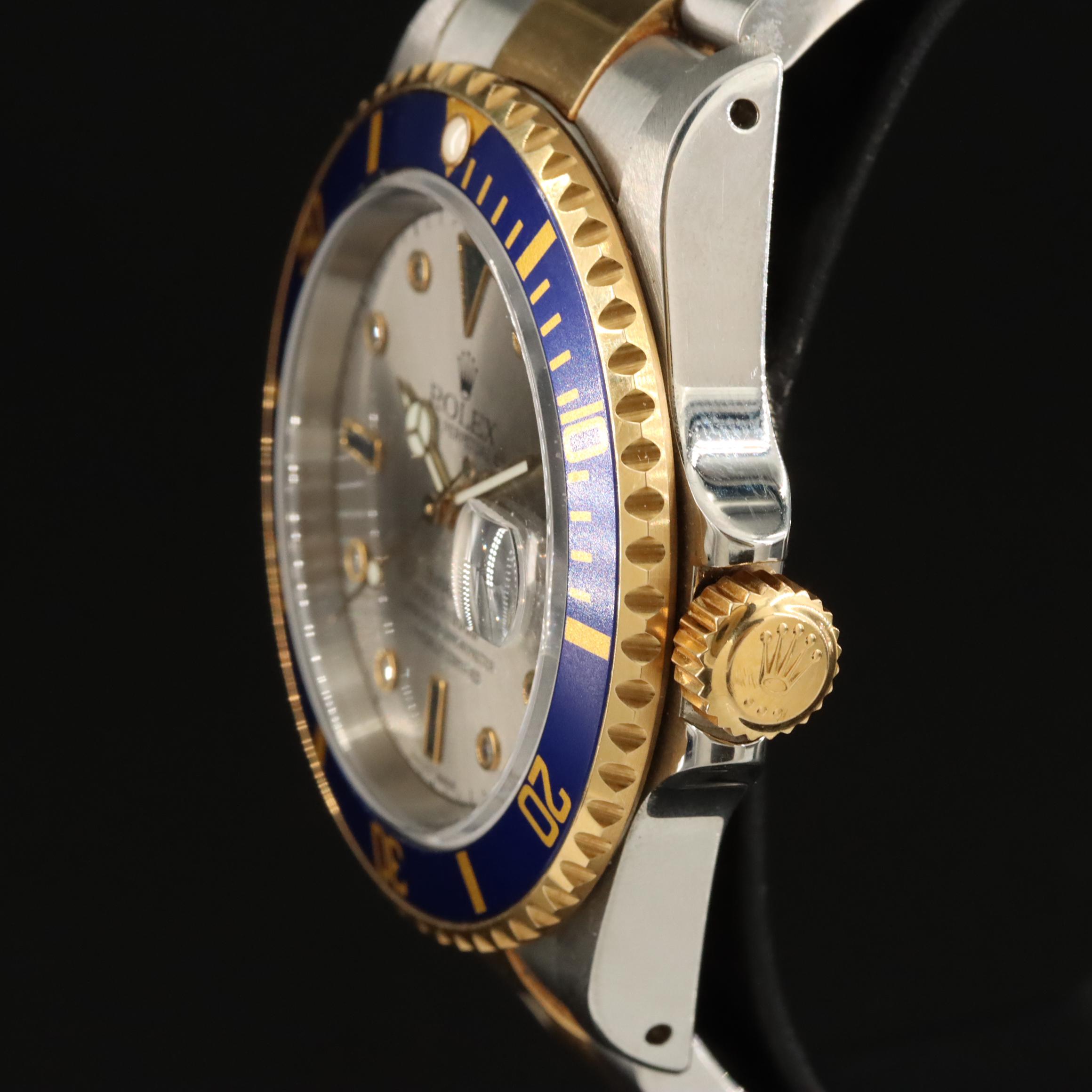 2000 Rolex Submariner Date Slate Serti Diamond and Sapphire Factory Dial Watch