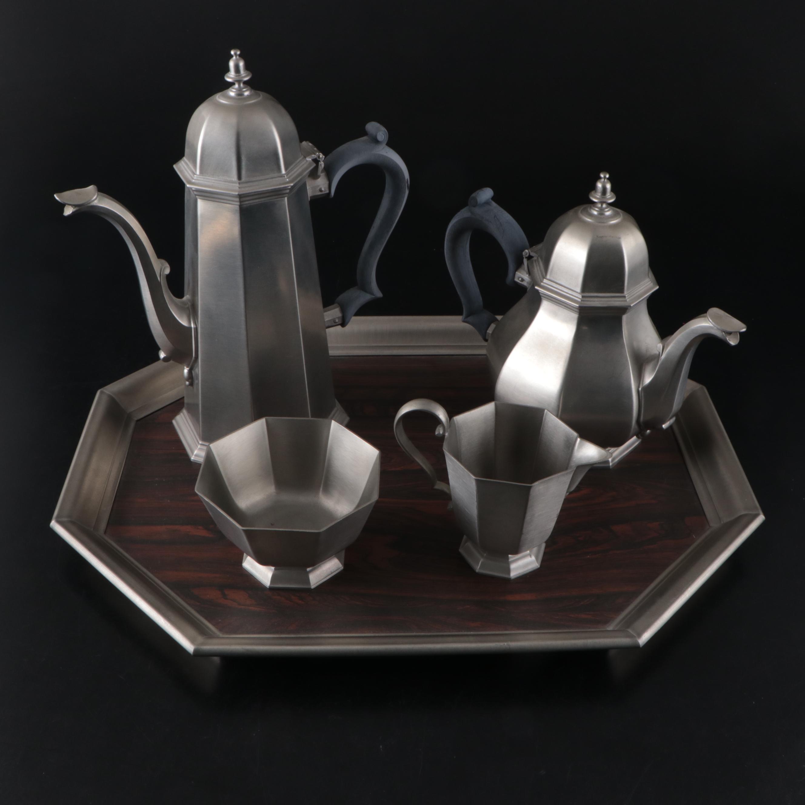 Gorham "Octette" Pewter Coffee and Tea Service with More Pewter Pieces