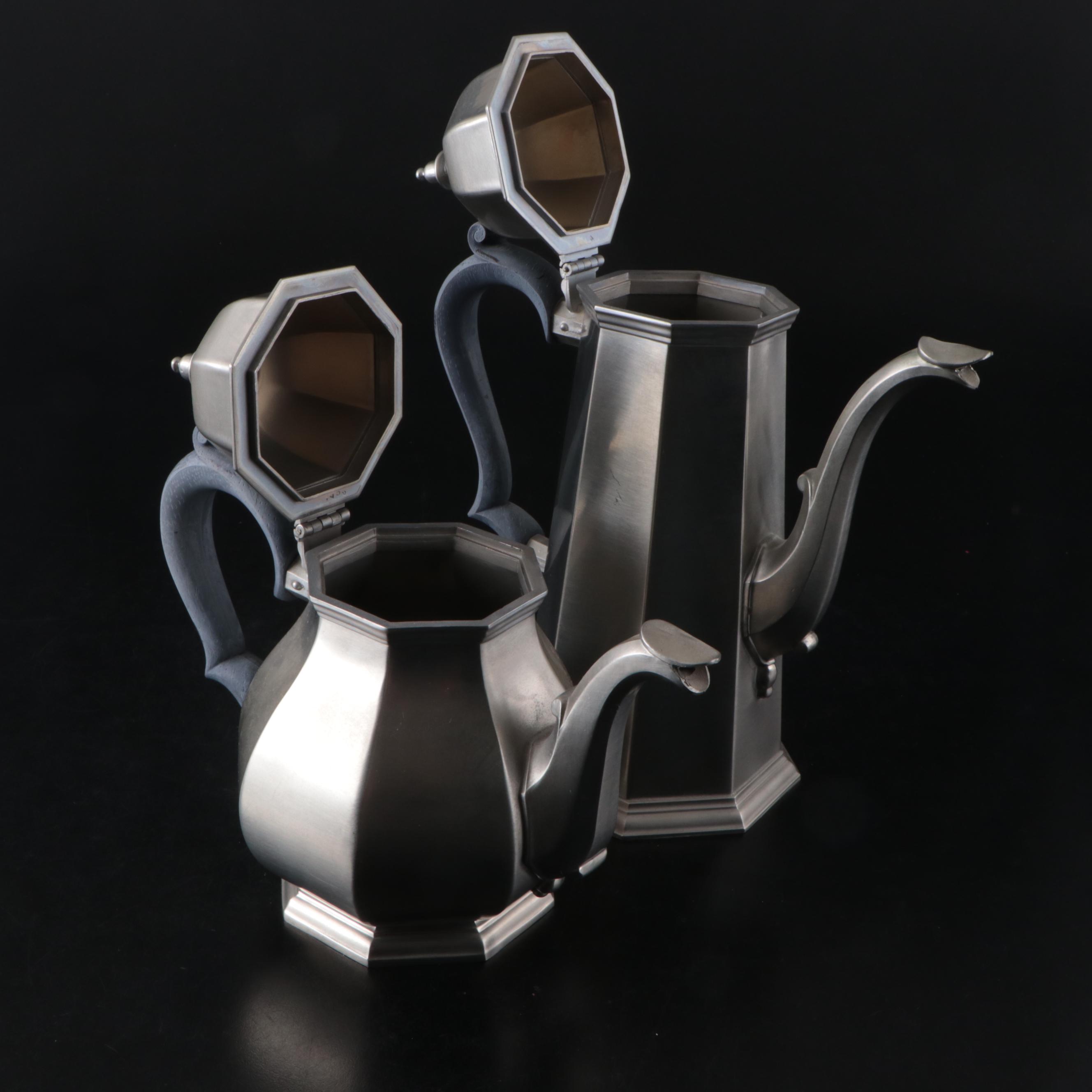 Gorham "Octette" Pewter Coffee and Tea Service with More Pewter Pieces