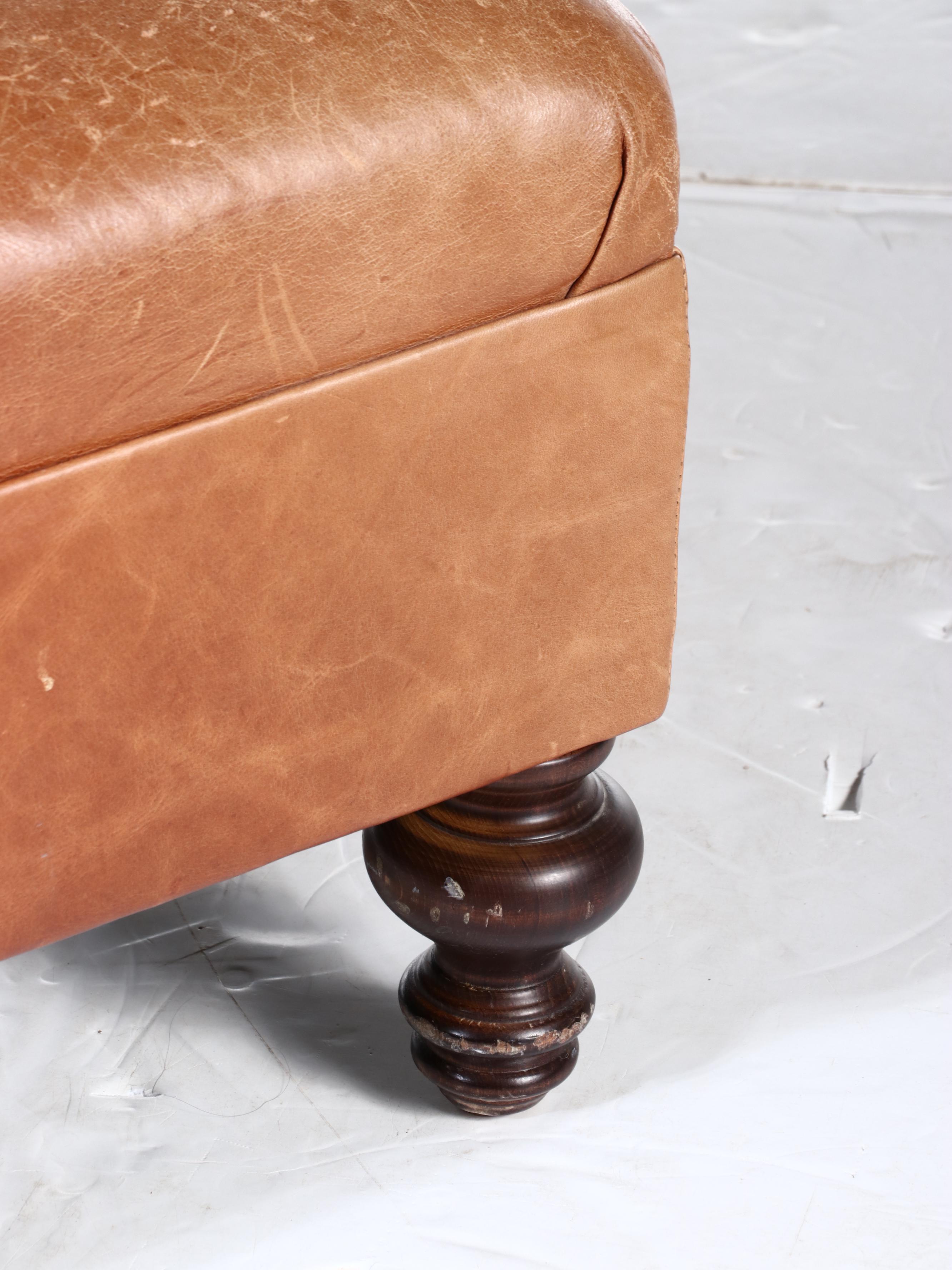 Mitchell Gold for Pottery Barn Leather Upholstered Ottoman