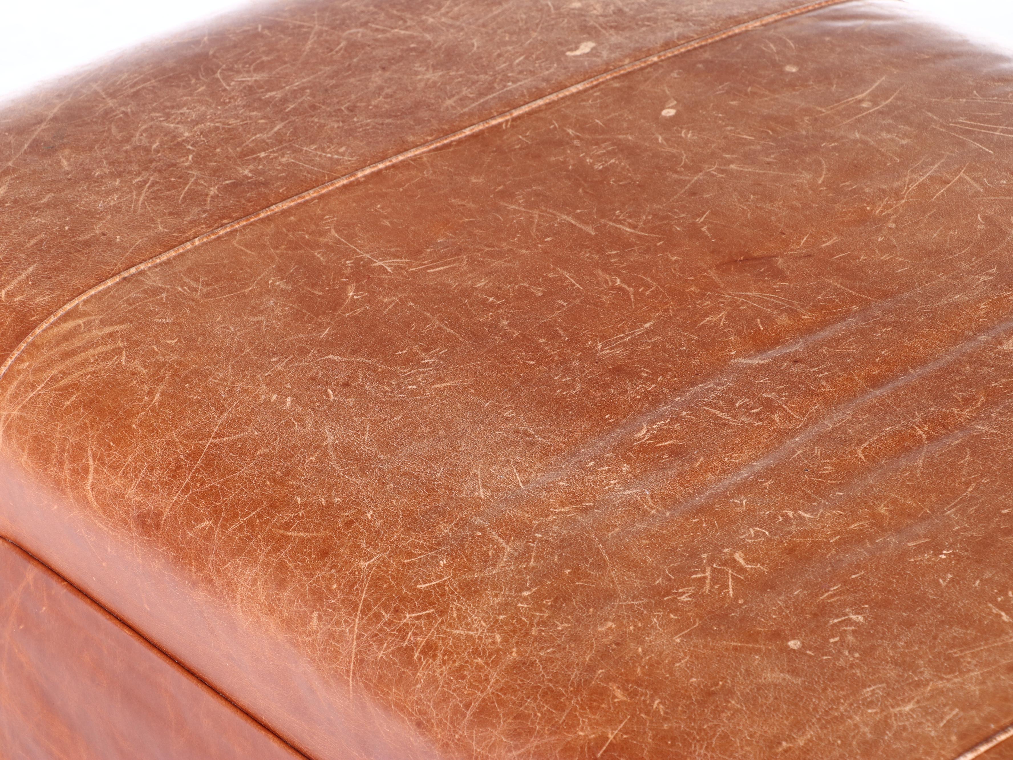 Mitchell Gold for Pottery Barn Leather Upholstered Ottoman