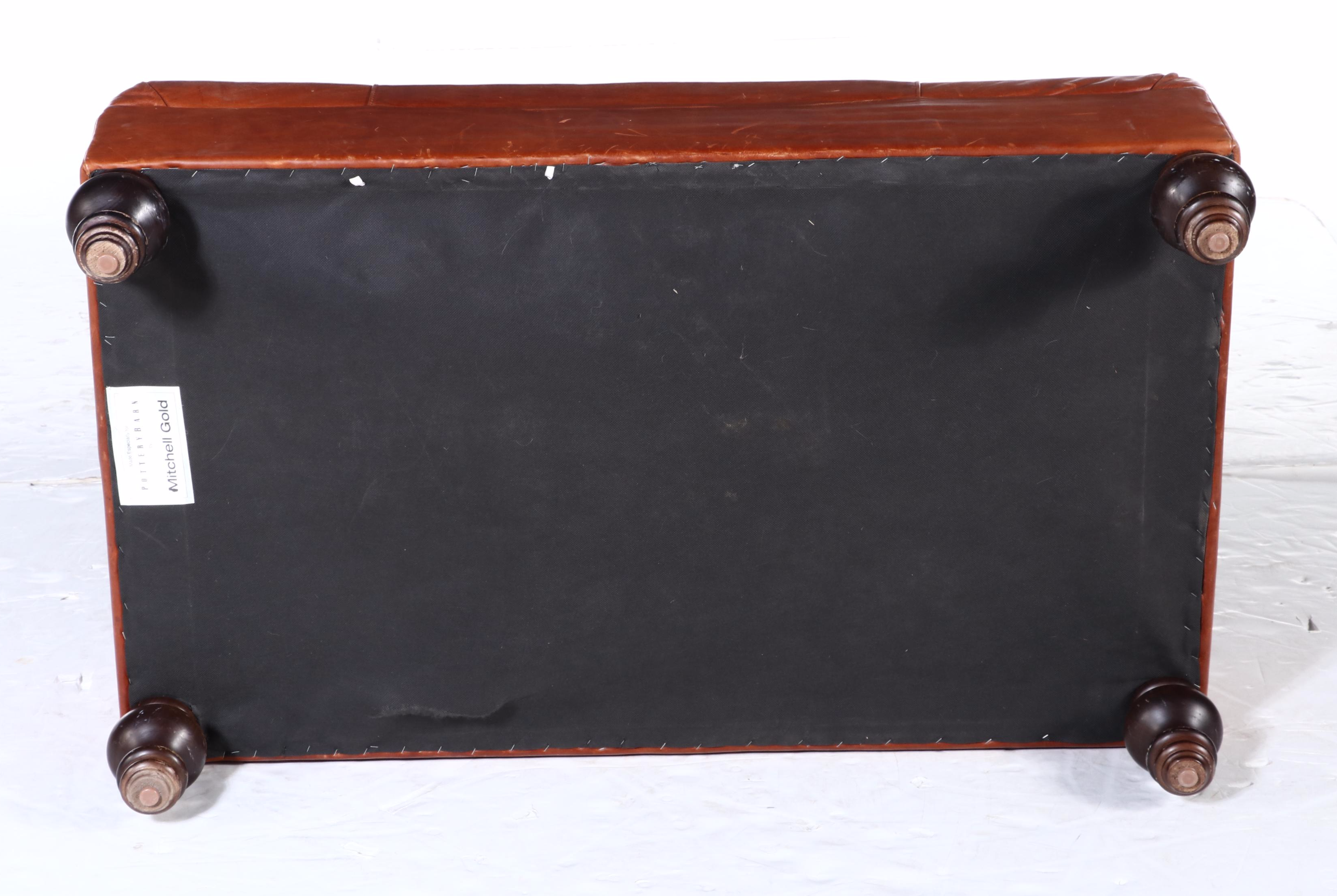 Mitchell Gold for Pottery Barn Leather Upholstered Ottoman