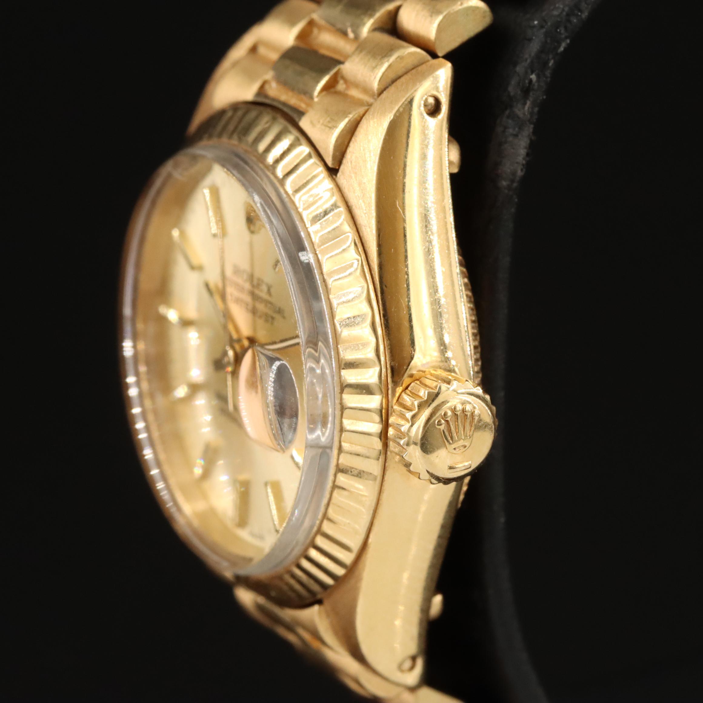 1972 18K Rolex Oyster Perpetual Custom Band Datejust Watch