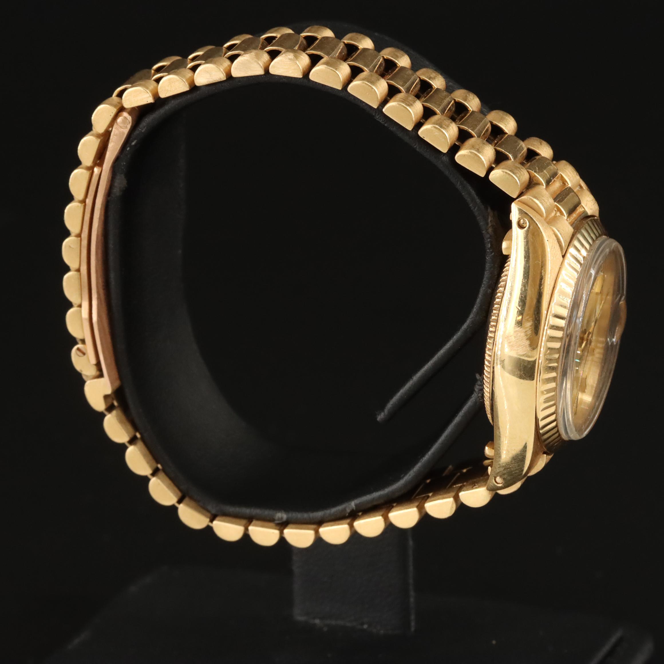 1972 18K Rolex Oyster Perpetual Custom Band Datejust Watch