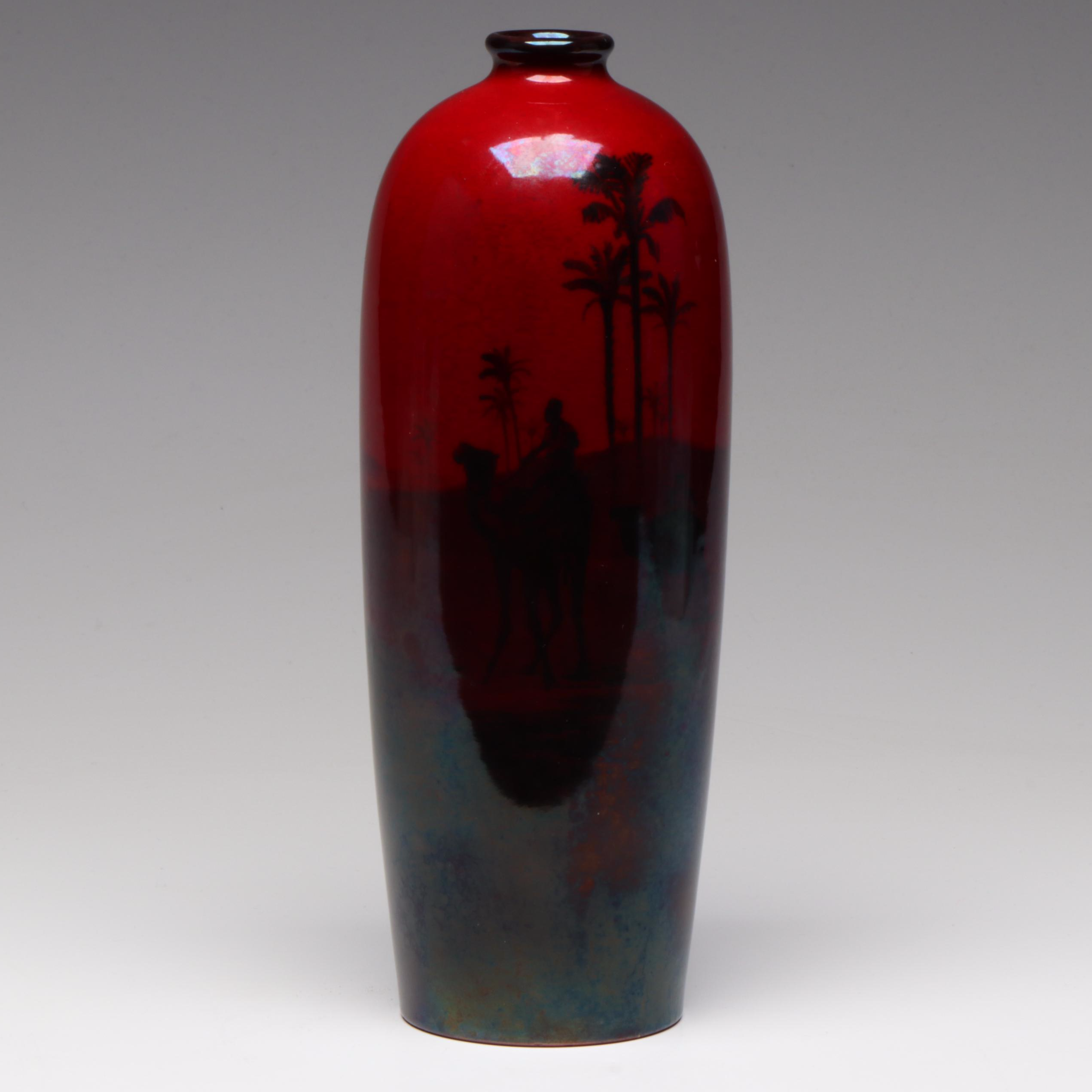 Royal Doulton Egyptian Revival Flambé Vase, 20th Century