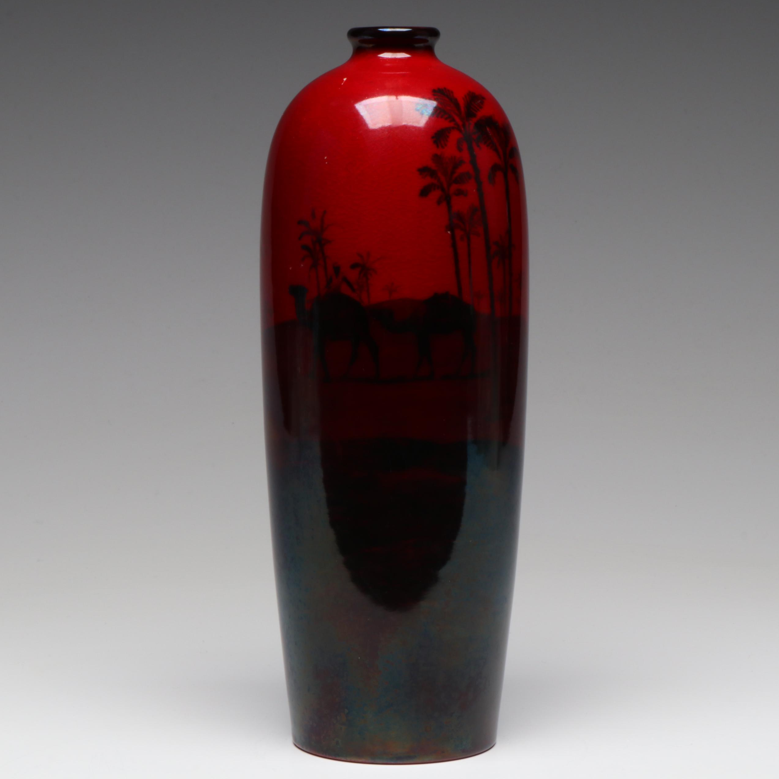 Royal Doulton Egyptian Revival Flambé Vase, 20th Century