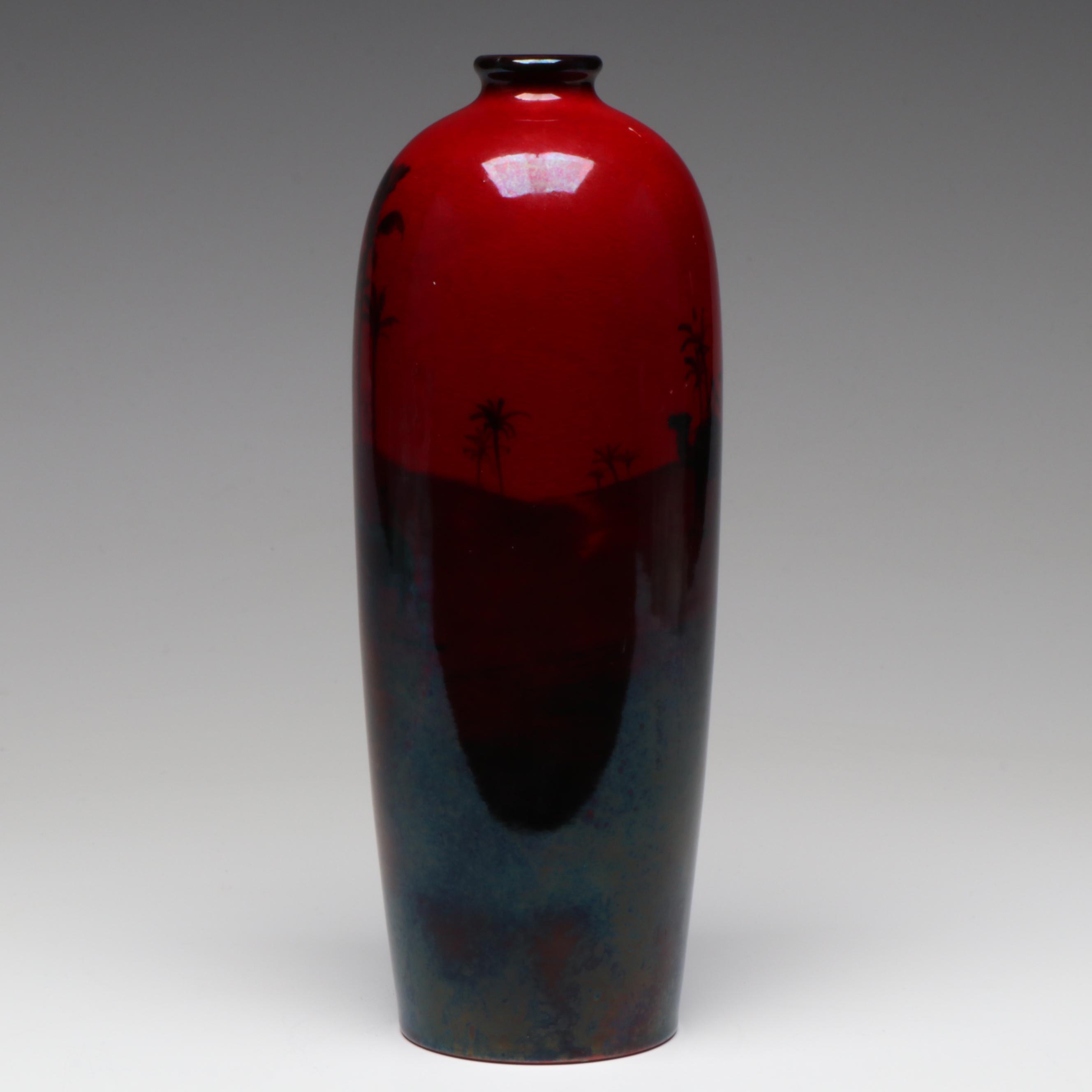 Royal Doulton Egyptian Revival Flambé Vase, 20th Century