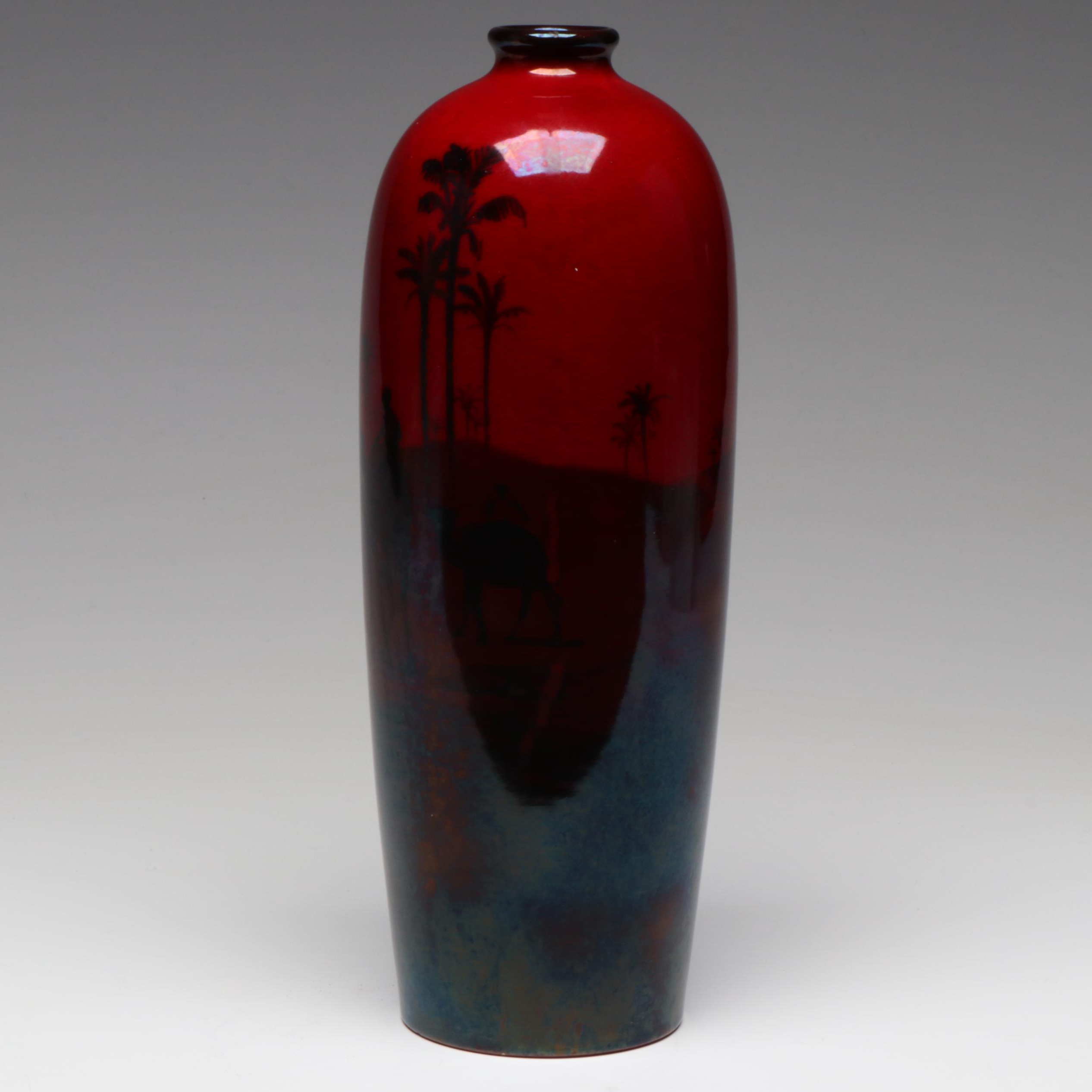 Royal Doulton Egyptian Revival Flambé Vase, 20th Century