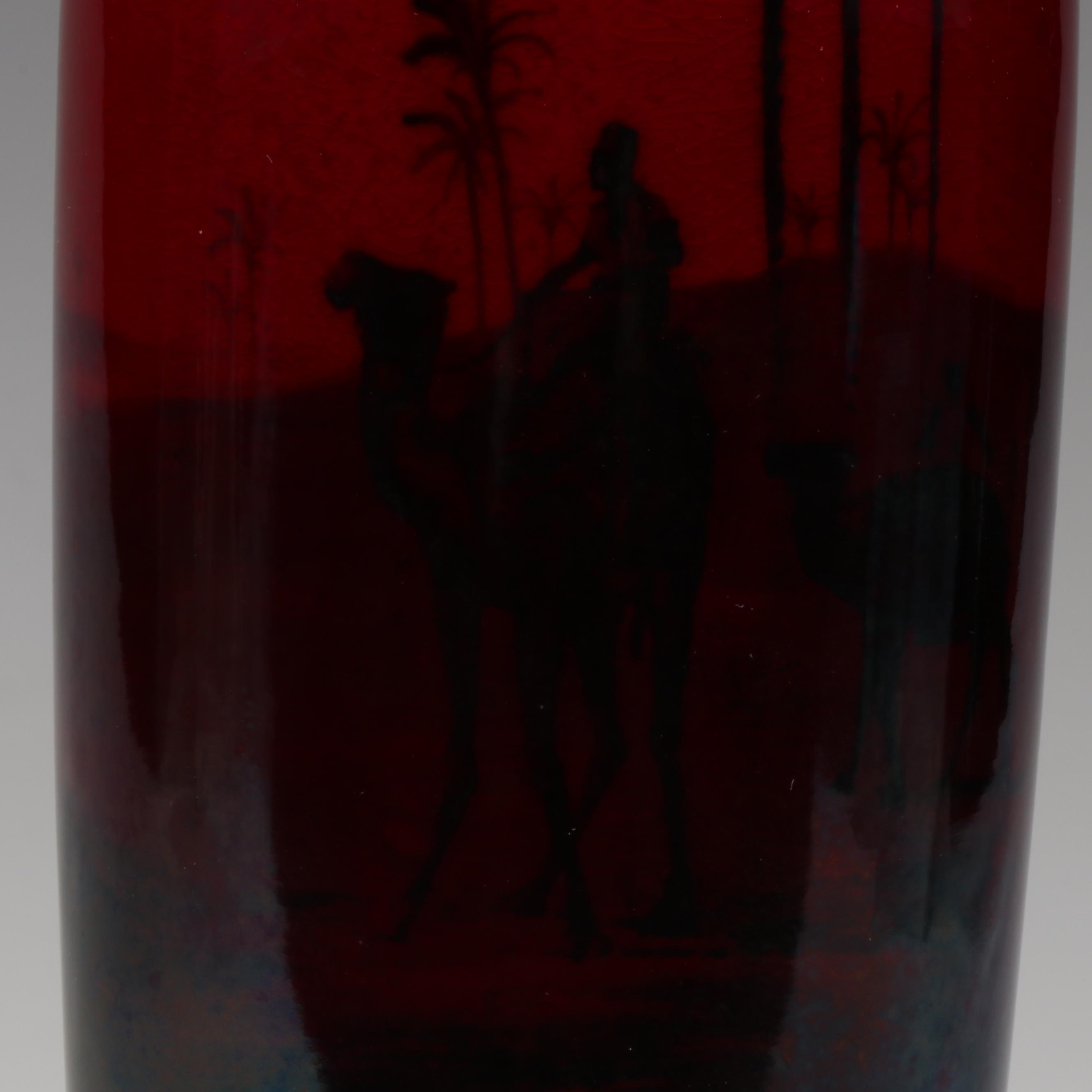 Royal Doulton Egyptian Revival Flambé Vase, 20th Century