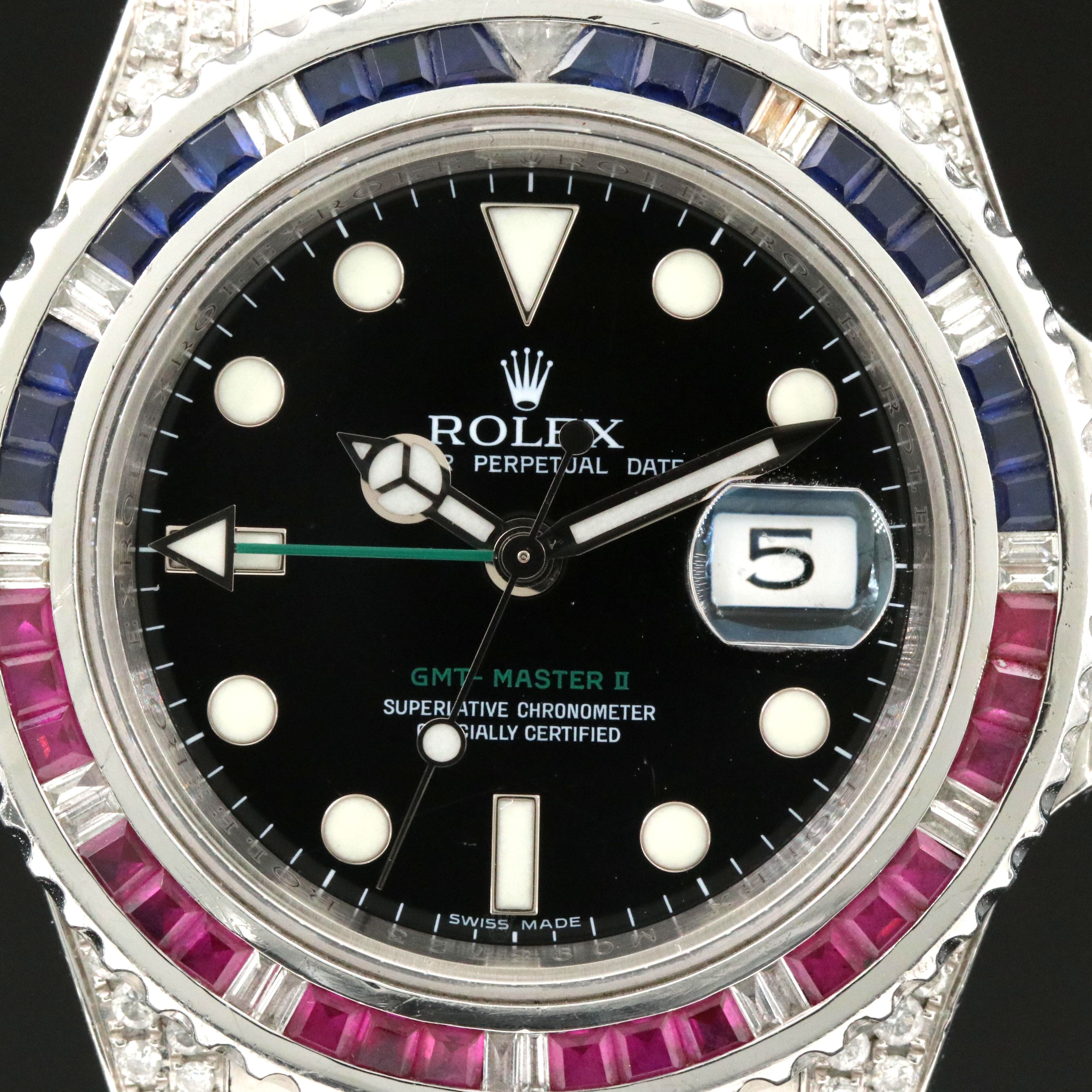 Rolex GMT-Master II ref. 116710LN Custom Diamond, Sapphire, Ruby Automatic Watch