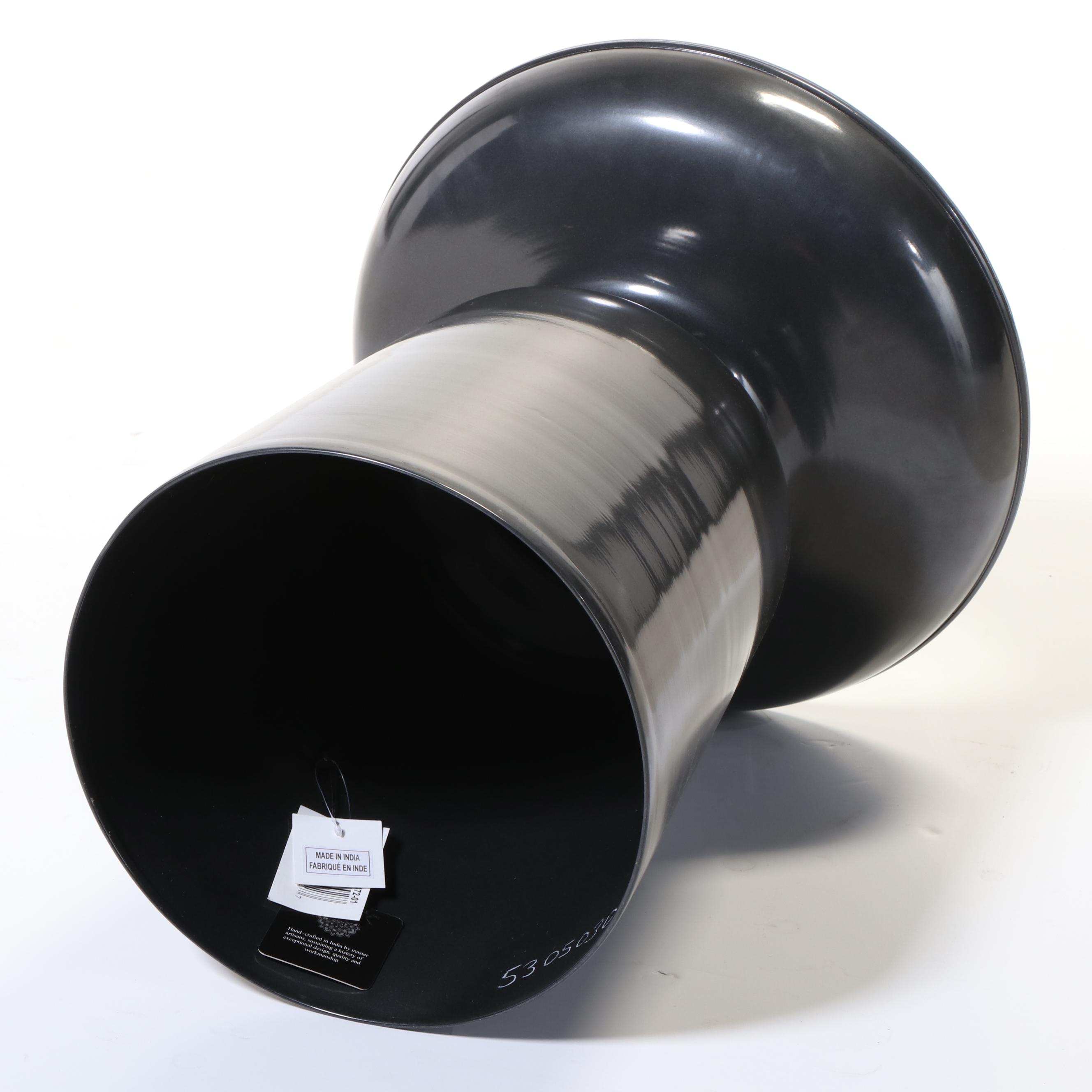 Modernist Style Metal Hourglass Side Table with Mirror Top