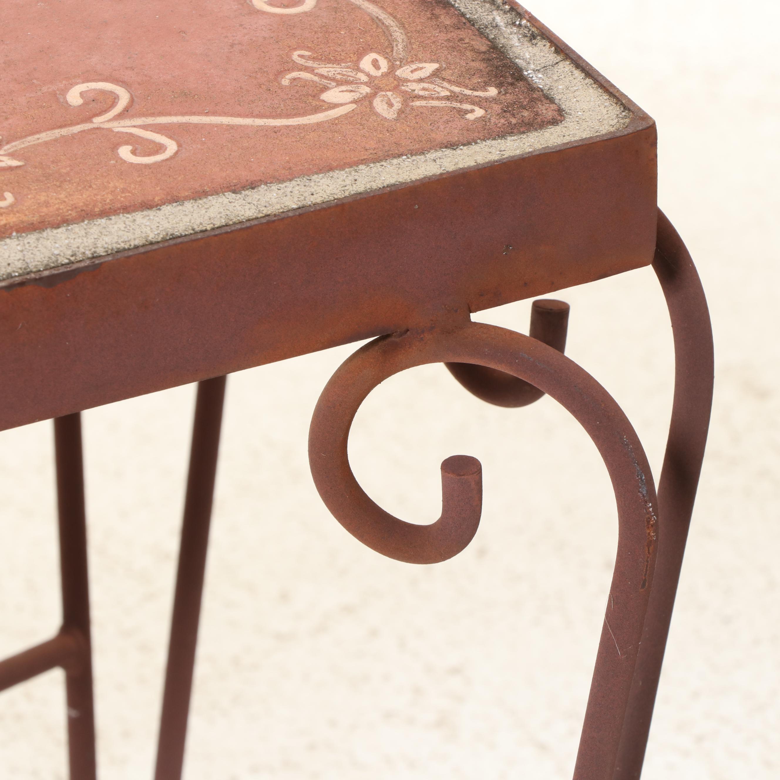 Italian Style Ceramic Tile and Iron Table