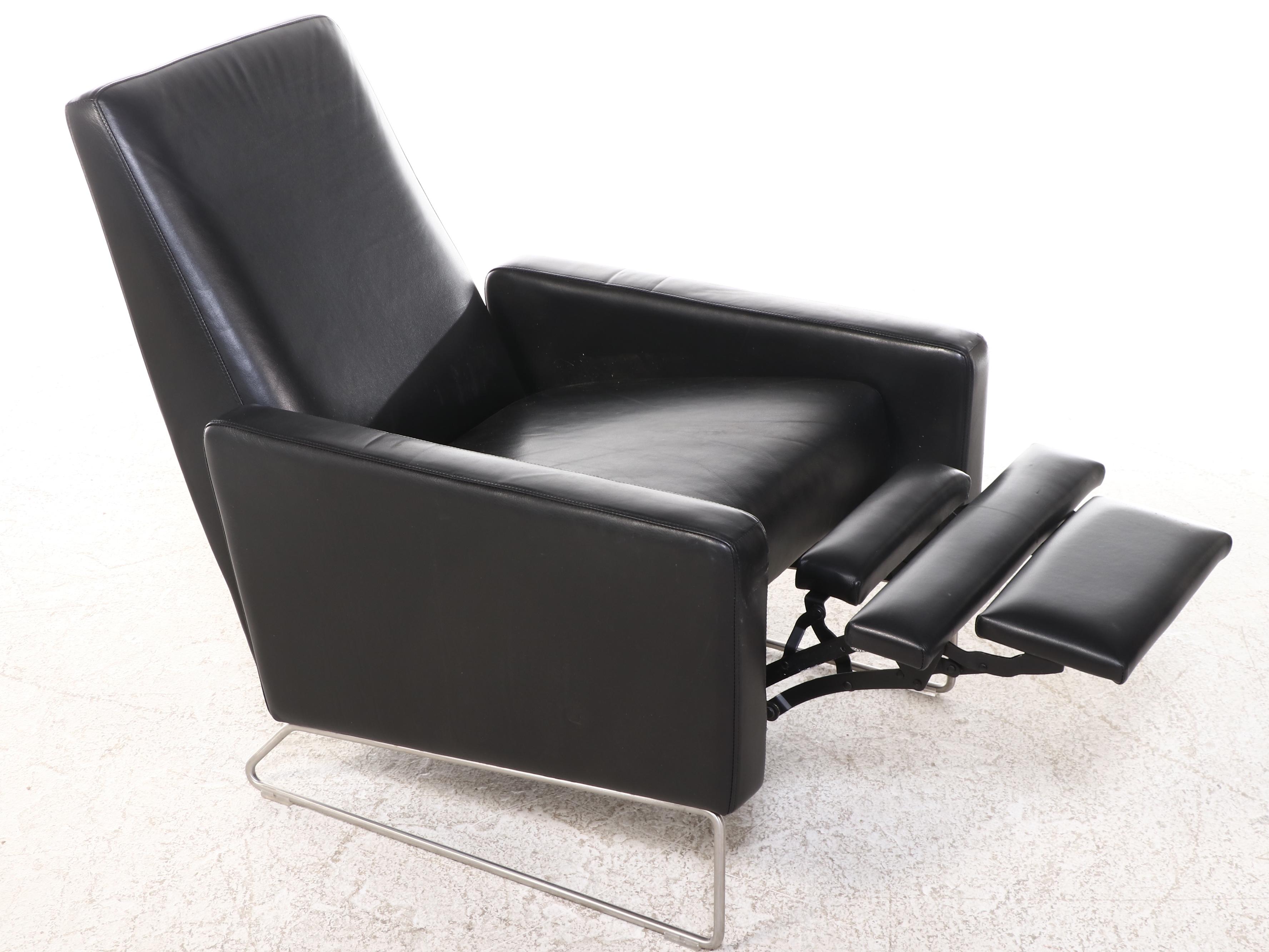 Design Within Reach Modern Black Leather Flight Recliner