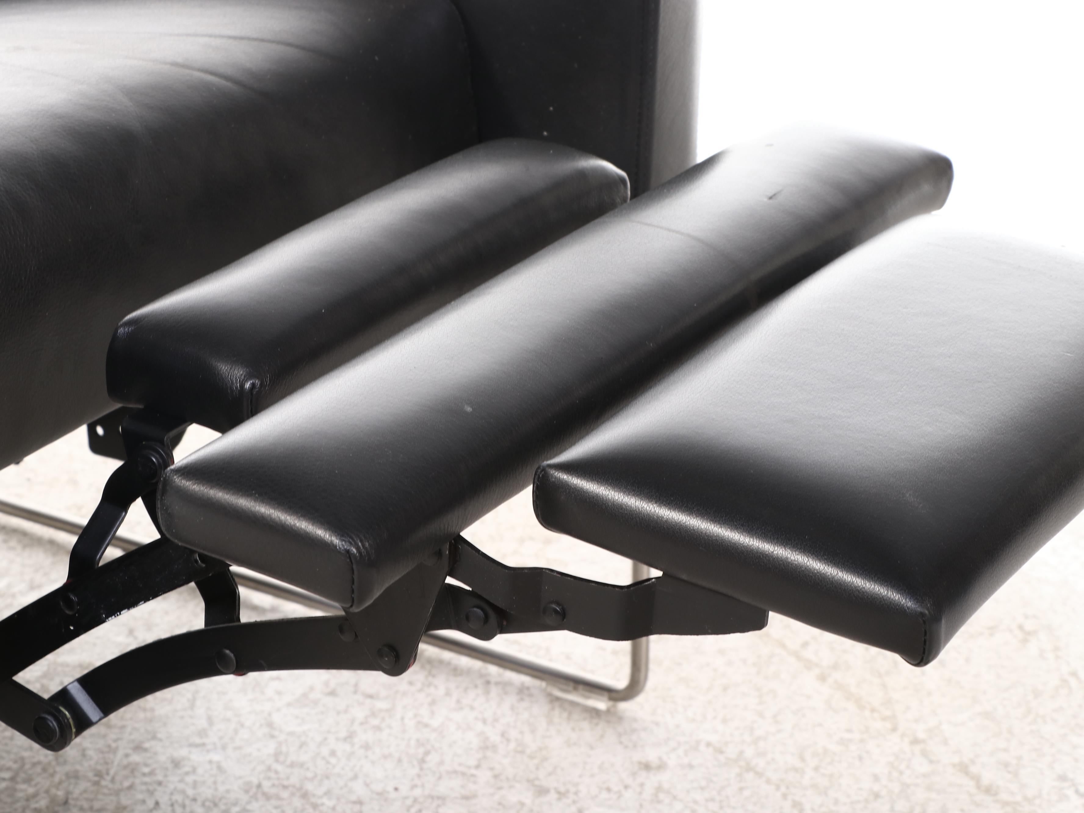 Design Within Reach Modern Black Leather Flight Recliner