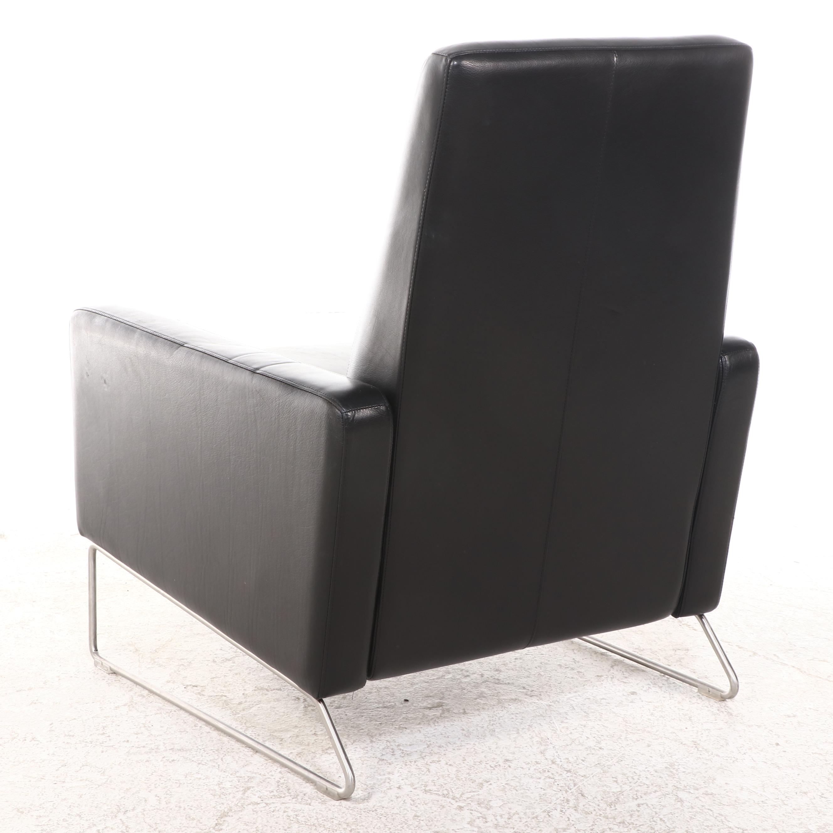 Design Within Reach Modern Black Leather Flight Recliner
