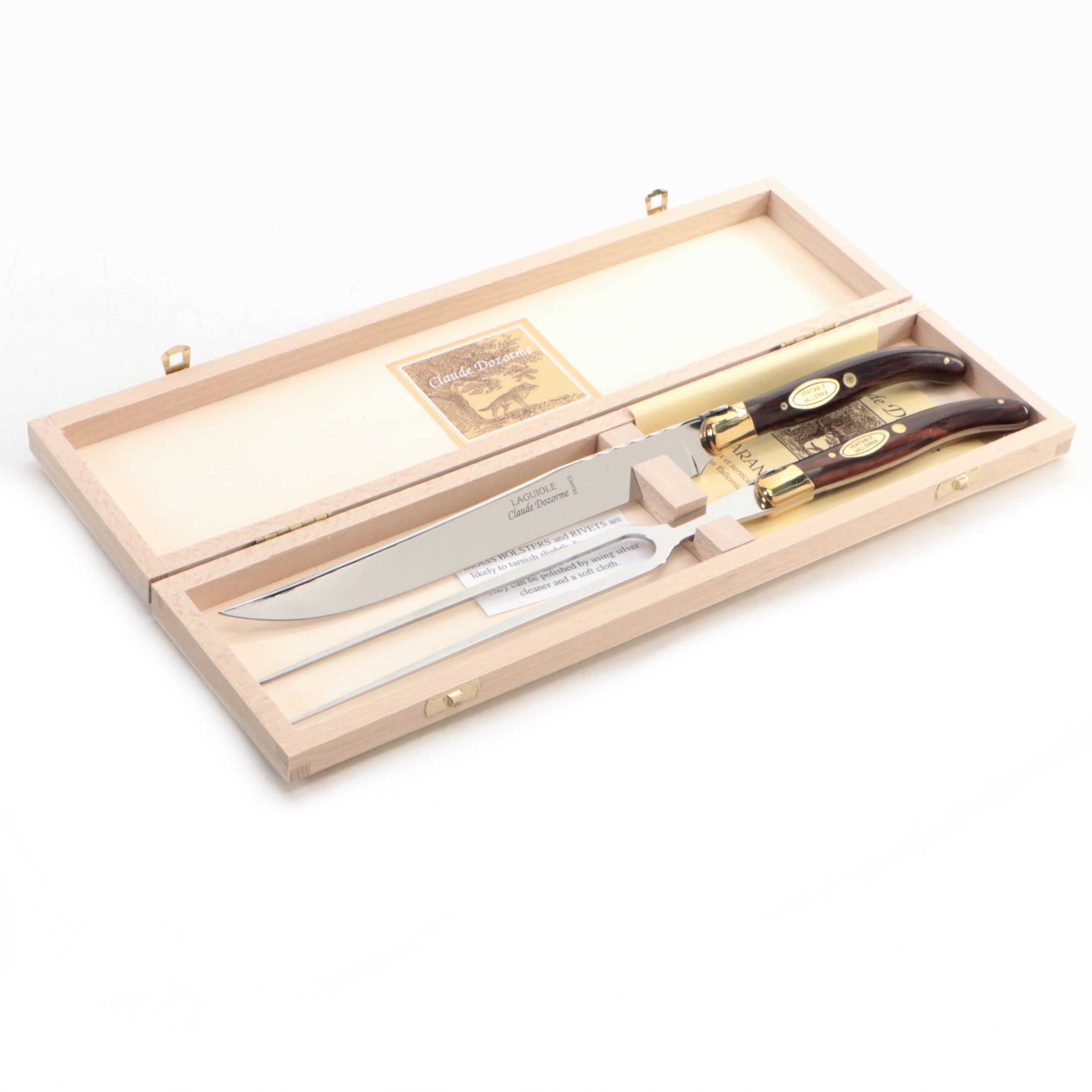 Claude Dozorme Laguiole Carving Set with Rosewood Handles